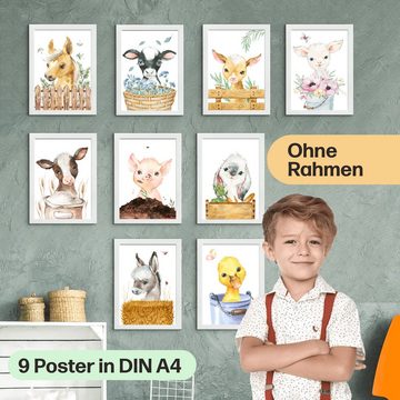 CreativeRobin Poster Schönes Kinderzimmer Tiere-Poster-Set, Farmtiere