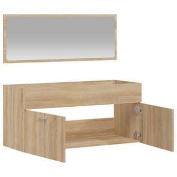 vidaXL Badezimmer-Set Badschrank mit Spiegel Sonoma-Eiche Holzwerkstoff, (1-St)