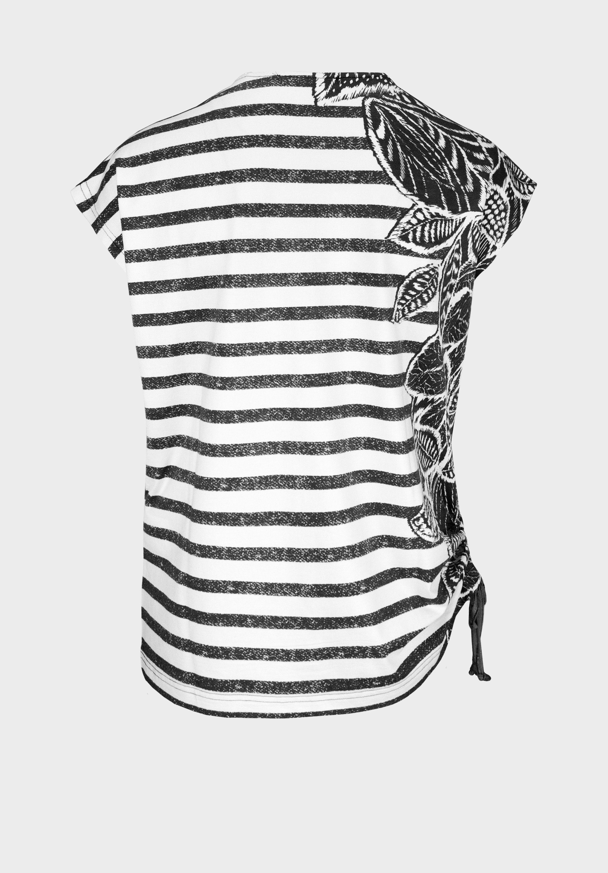 Print-Shirt Palmen-Print JULIE bianca mit Streifen aus mix und grey Design modernem