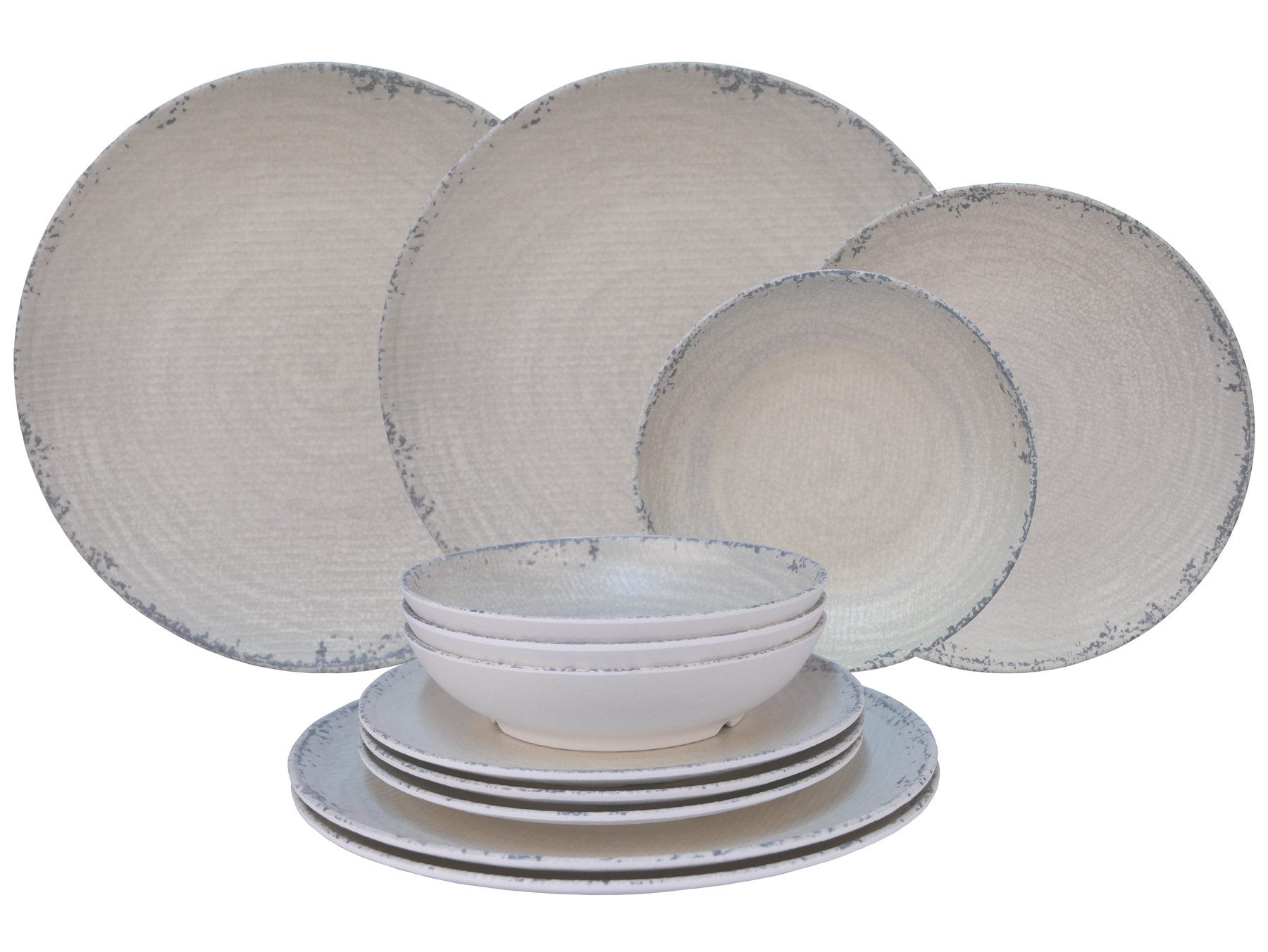 HEKERS Geschirr-Set Flamefield 12-teiliges Melamingeschirr für 4 Personen Luna, 4 Personen, BPH Frei