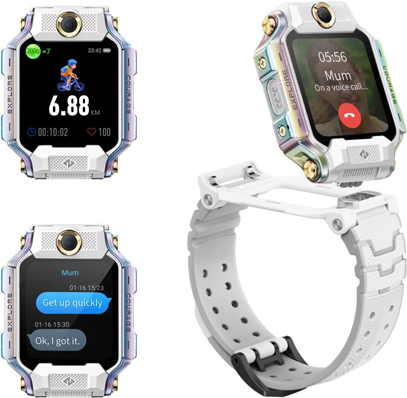 imoo X10 Blanc Smartwatch (2,5 cm, sim-karte), Vielseitige Kinder Smartwatch mit Kamera