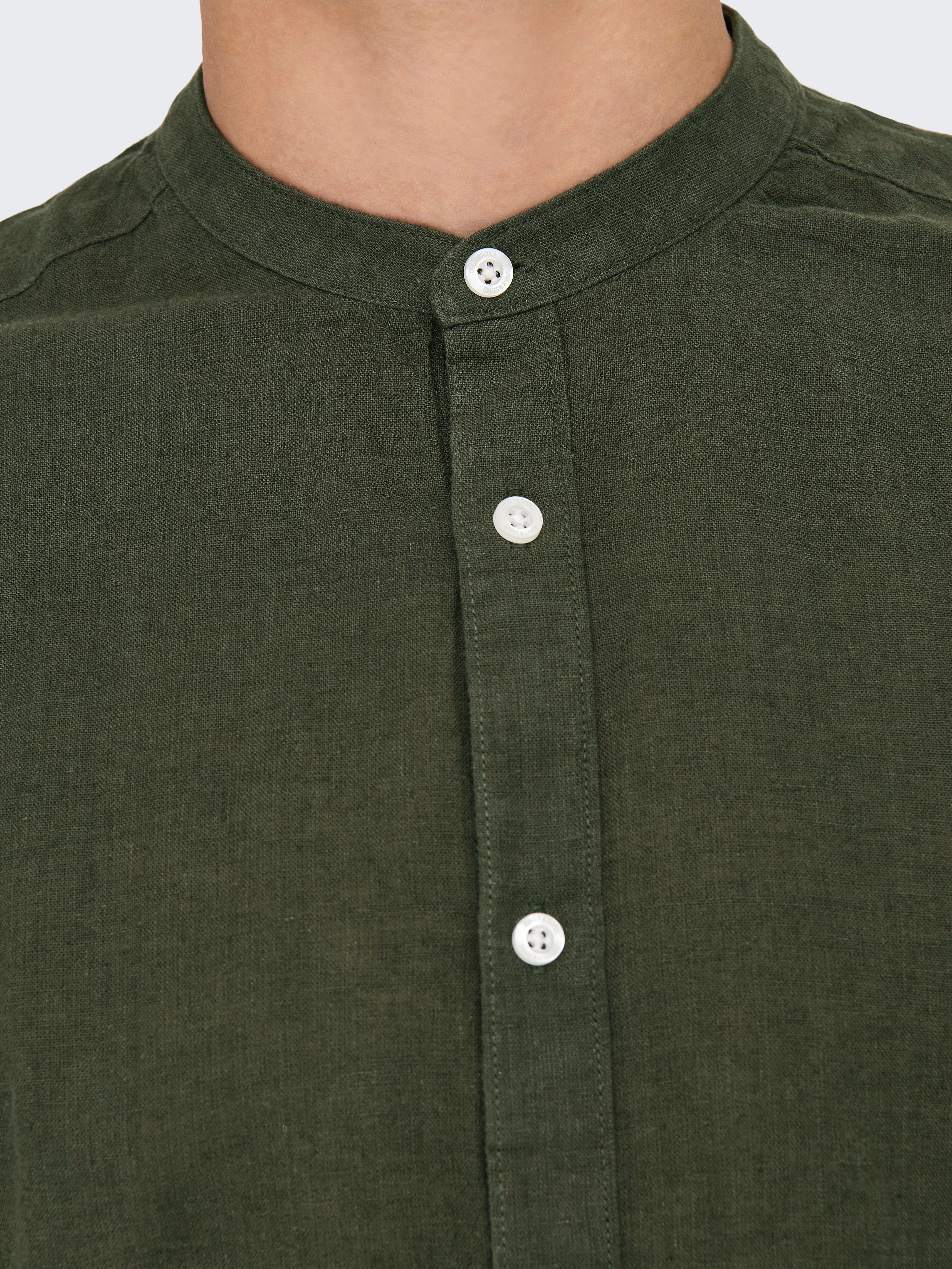ONLY & SONS Langarmhemd ONSCAIDEN LS SOLID LINEN MAO SHIRT NOOS Baumwolle mit Leinen, slim fit