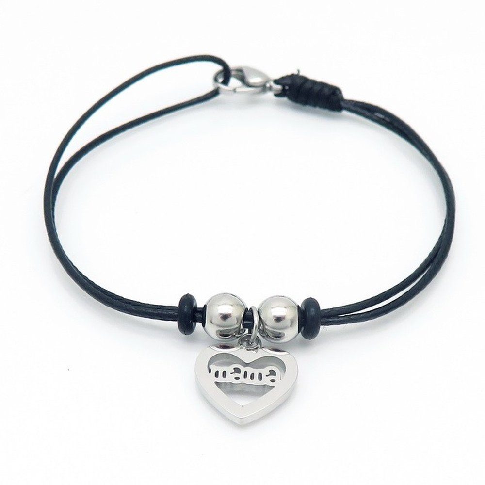 BUNGSA Armband Armband schwarz mit silbernem Herz-Anhänger "mama" aus Edelstahl Damen (1 Armband)