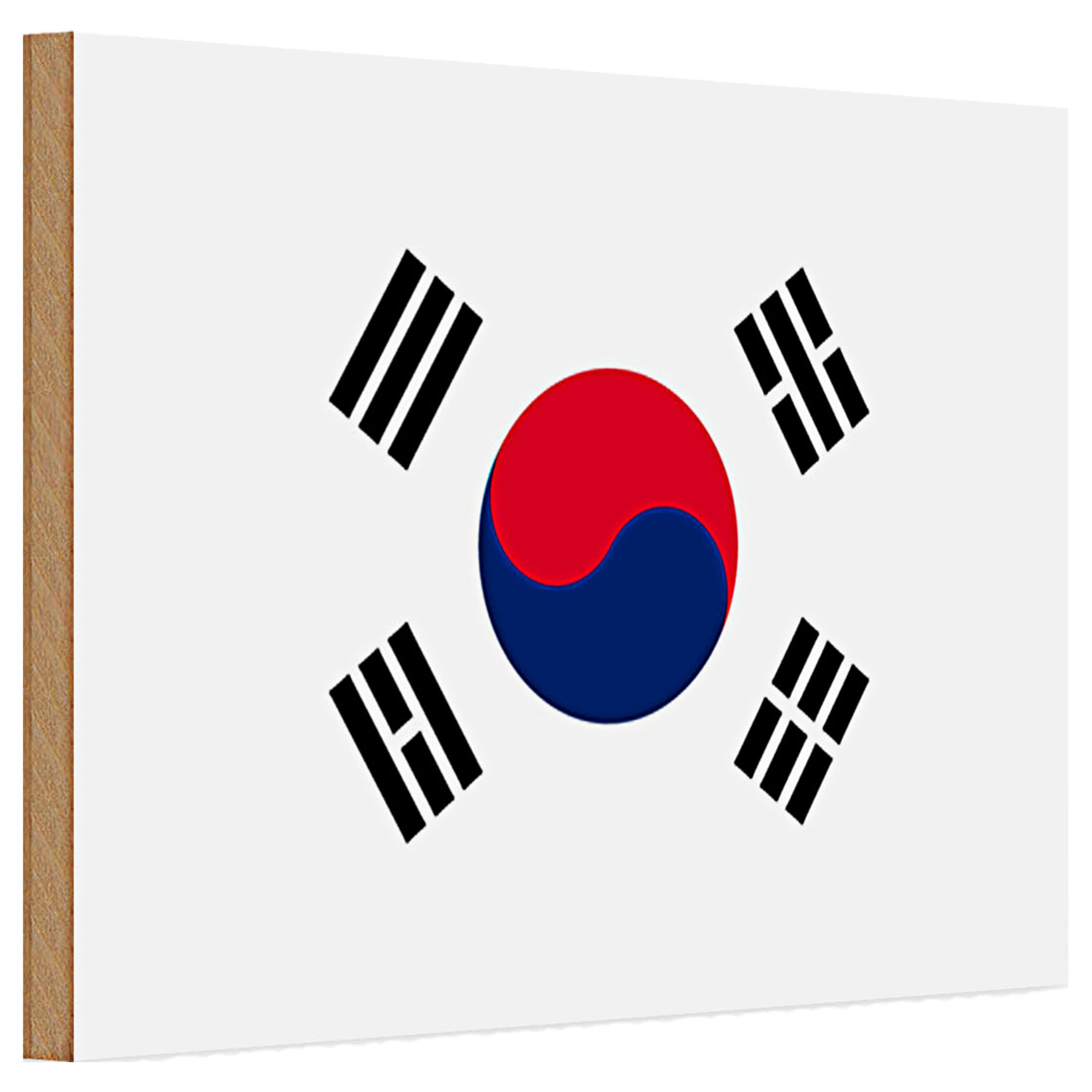 Roomando Holzbild Holzschild Flagge Südkorea 30x20cm Flag of South Korea