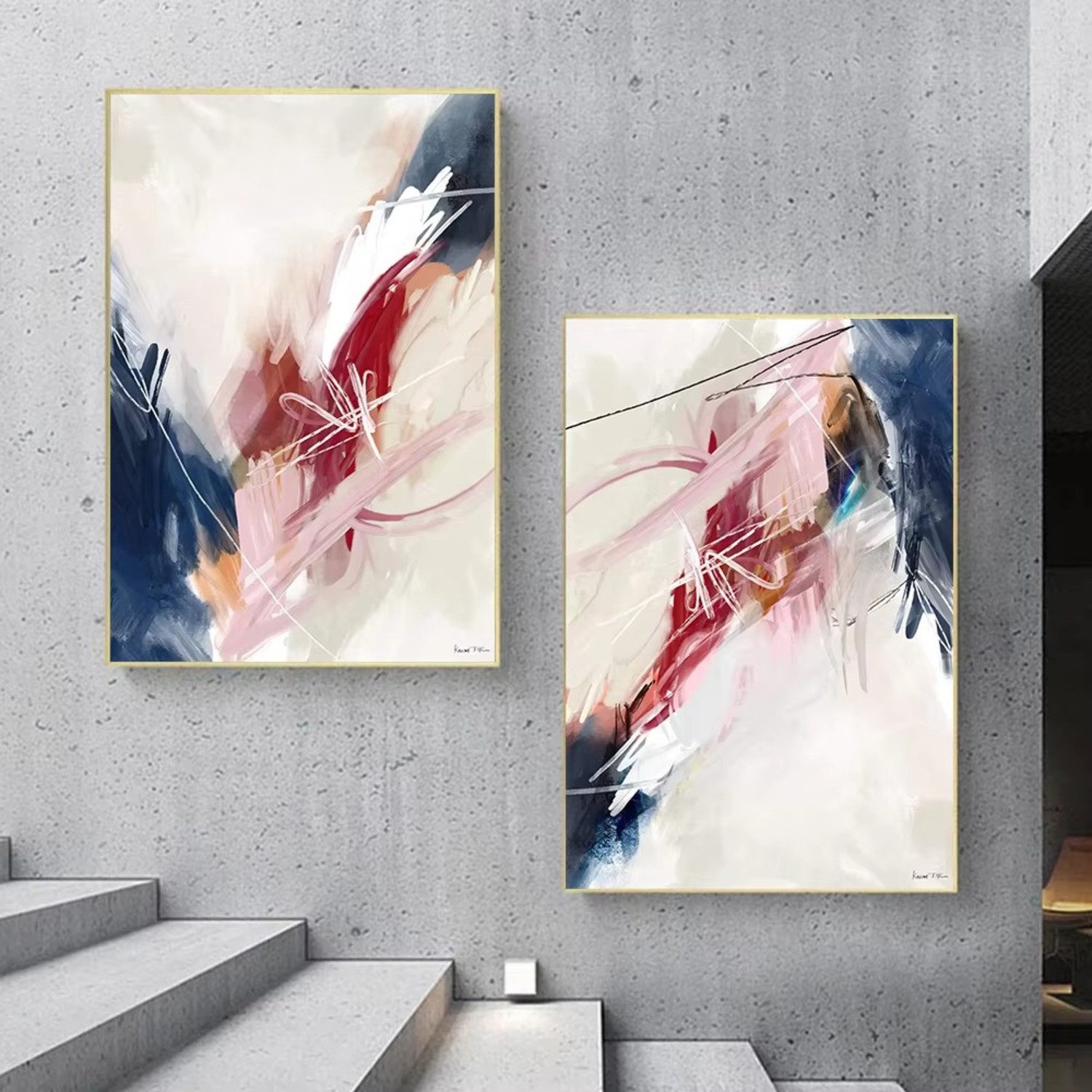TPFLiving Kunstdruck OHNE RAHMEN, Moderne nordische Kunst im Grafitti-Stil (Leinwandbild XXL), Farben: Farben: beige, blau, weiß, rot -Größe: 20x30cm