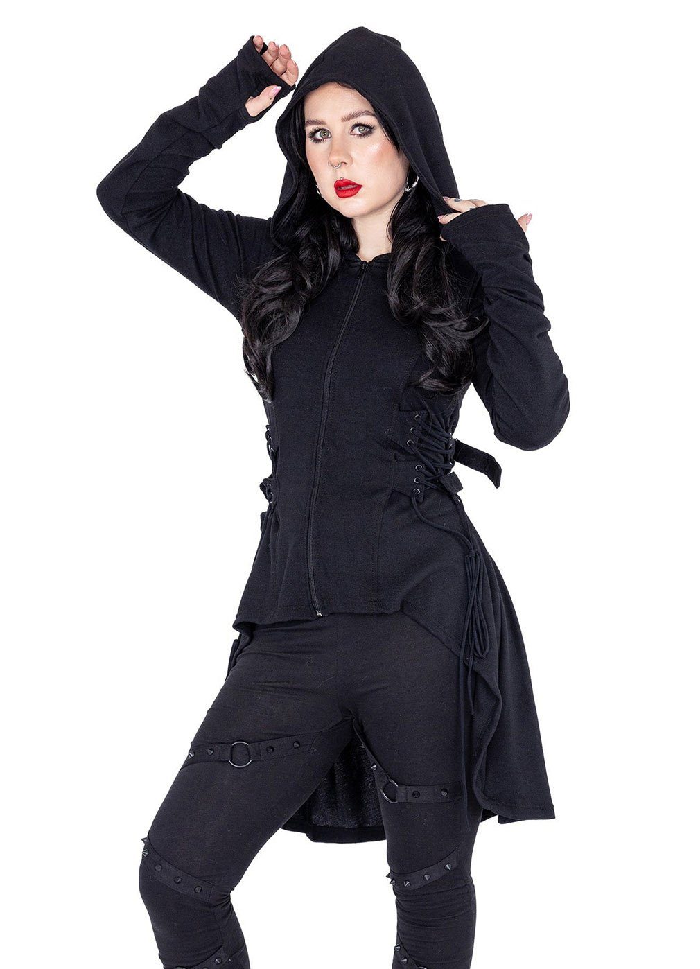 Heartless Kapuzensweatshirt Claudia Hood Gothic Schnürung günstig online kaufen