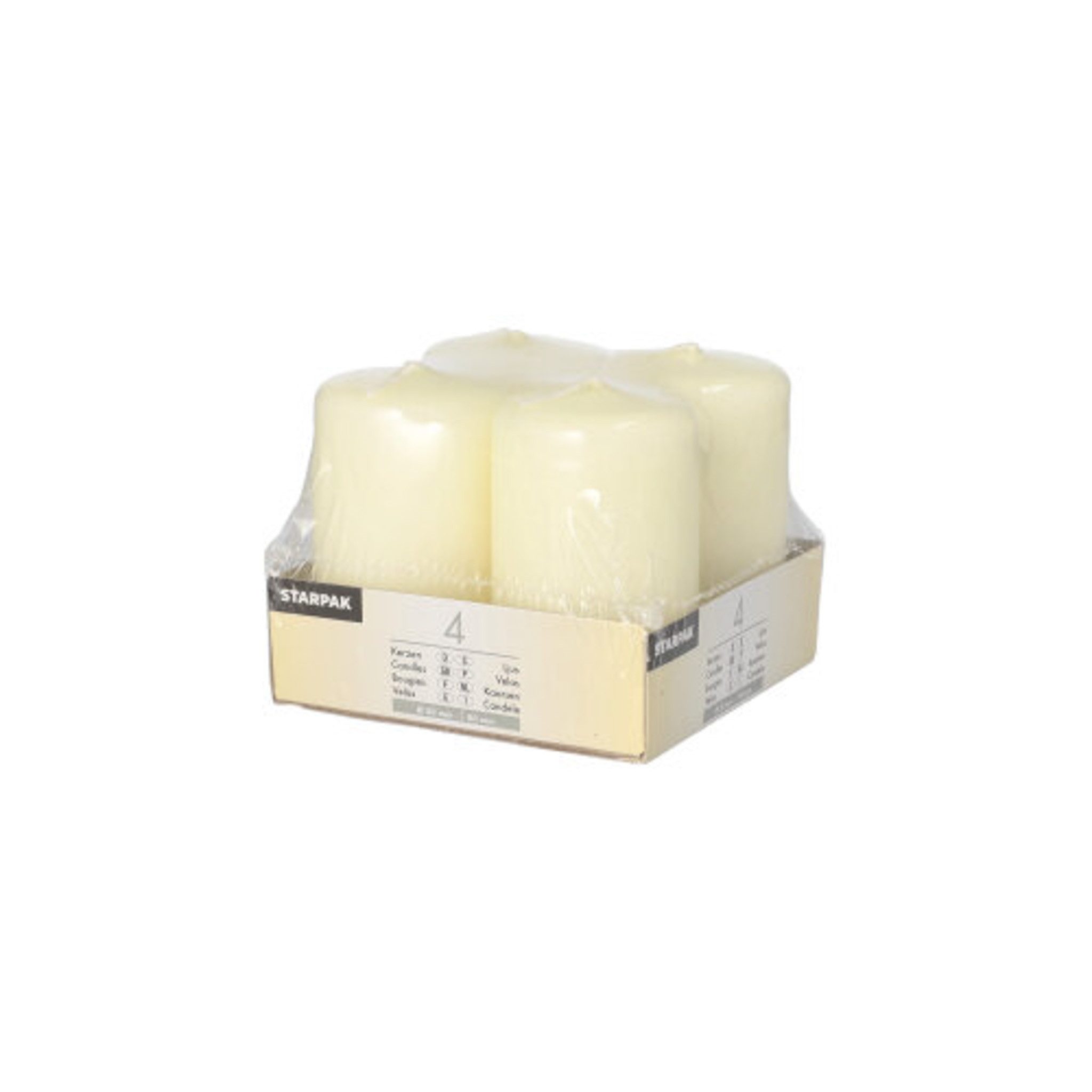 PAPSTAR Stumpenkerze, Stumpenkerzen 5x8cm 4 Stück Creme
