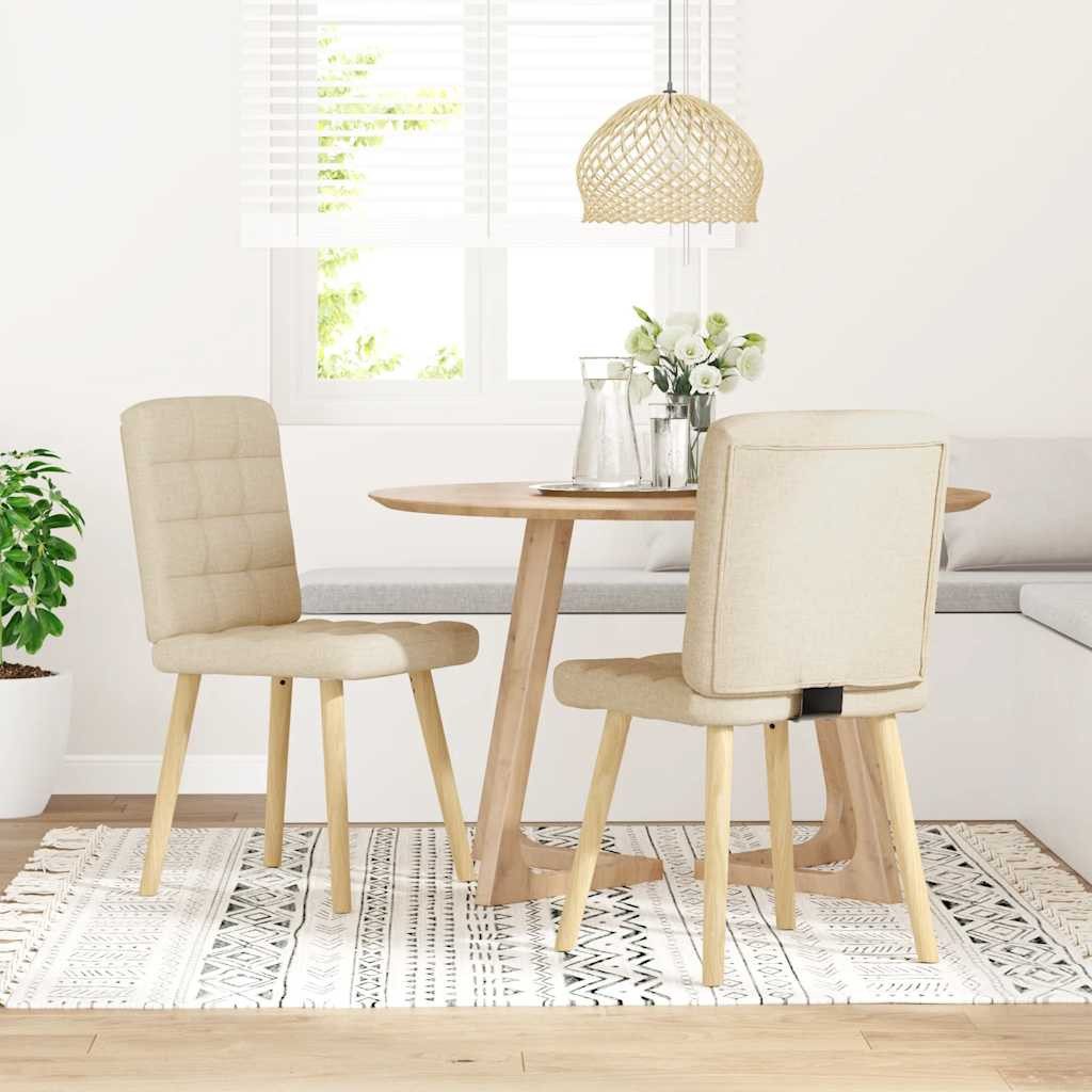 vidaXL Esszimmerstuhl Esszimmerstühle 2 Stk. Creme günstig online kaufen