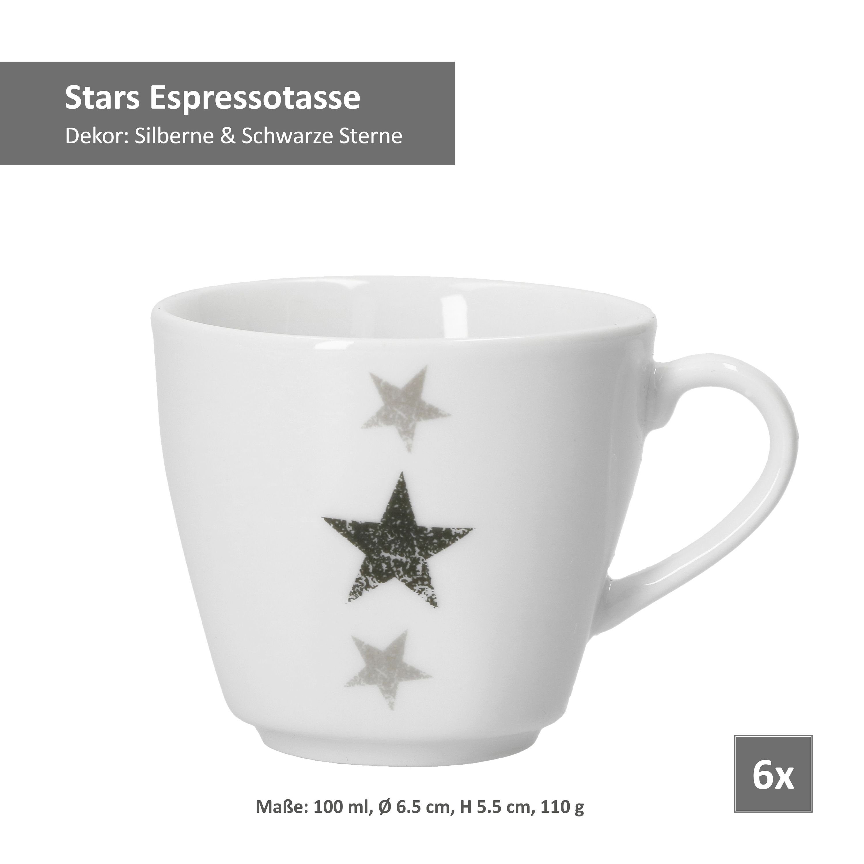 van mit Well Set 6er Stars Espressountertasse Tasse Espressotasse