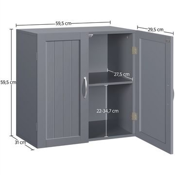 Yaheetech Badkommode Hängeschrank mit 2 Türen, Badschrank, Wandschrank, Küchenschrank, Medizinschrank, Weiß