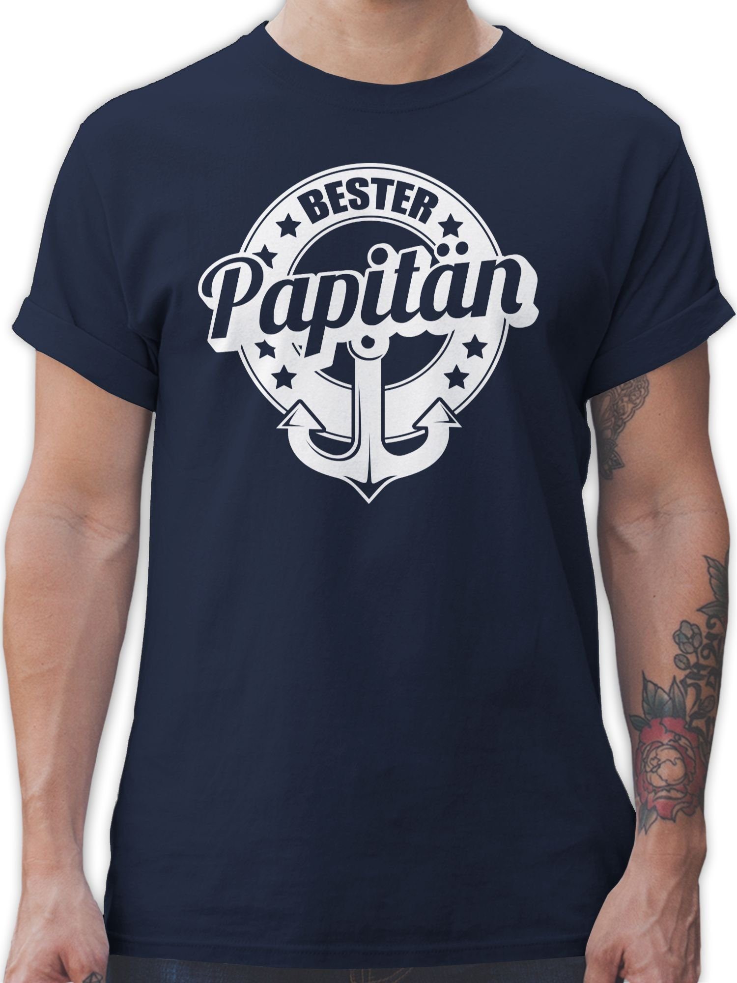 Shirtracer T-Shirt Bester Papitän Vatertag Geschenk für Papa 1 Navy Blau