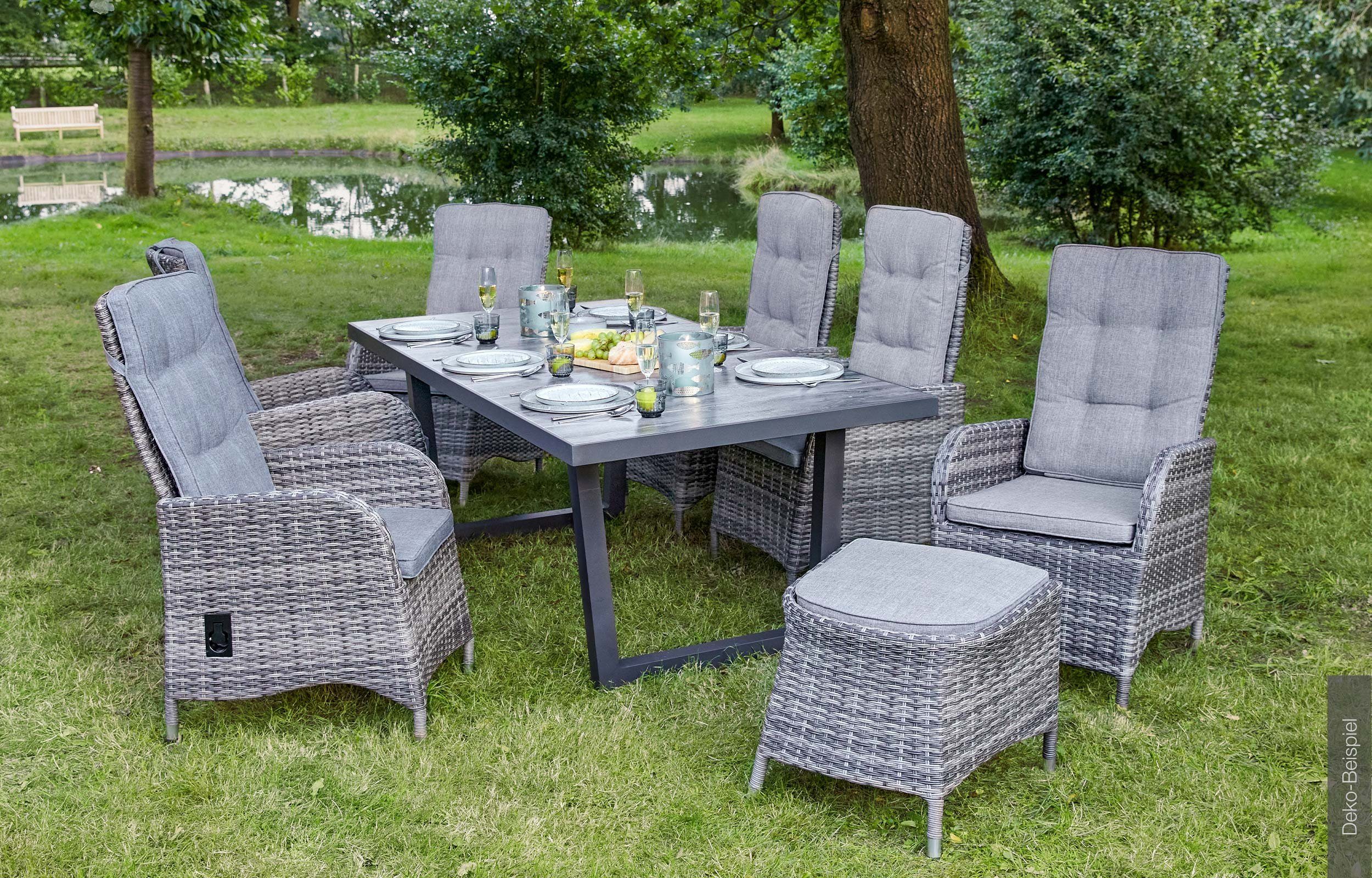 Positionsstuhl omega LC Garden Sitzkissen Gartenstuhl 61x57x112cm 4er grau Set »Bailado« Verstellsessel inkl. Garden LC