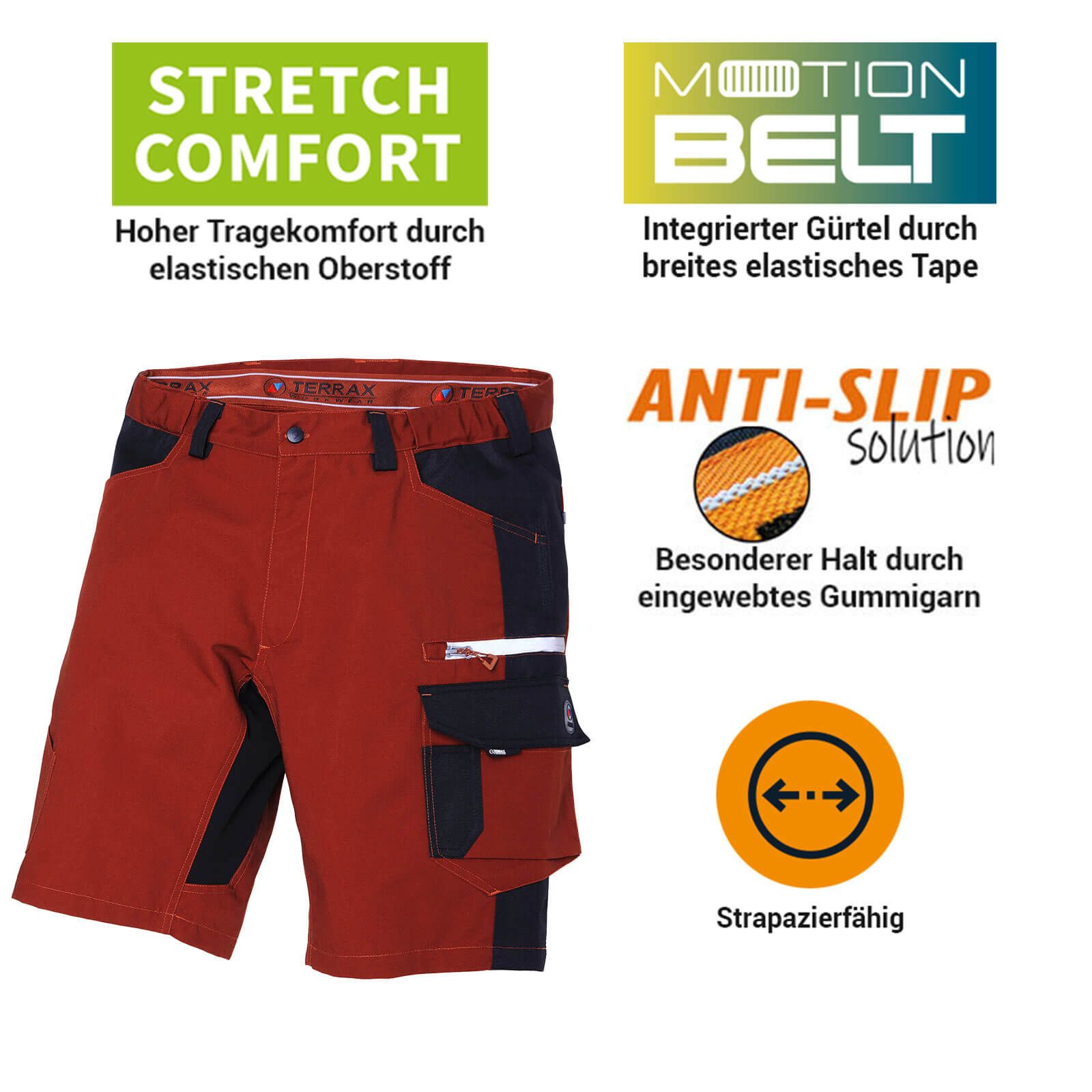 Terrax Workwear Arbeitsshorts 20621 Herren Arbeitshose im stilvollen Design mit reflektierenden Details