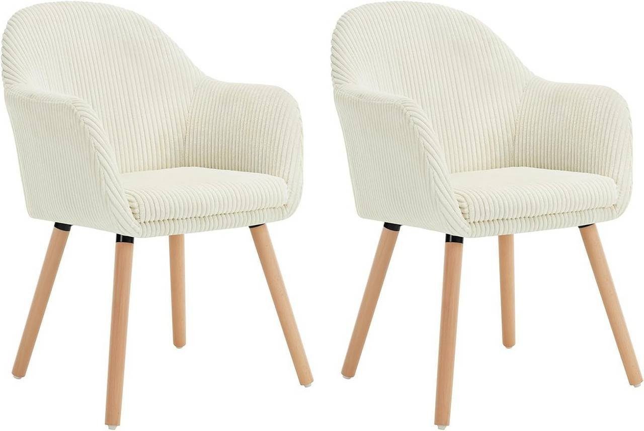 Woltu Esszimmerstuhl (2 St), Esszimmerstuhl, mit Armlehnen, aus Cord günstig online kaufen