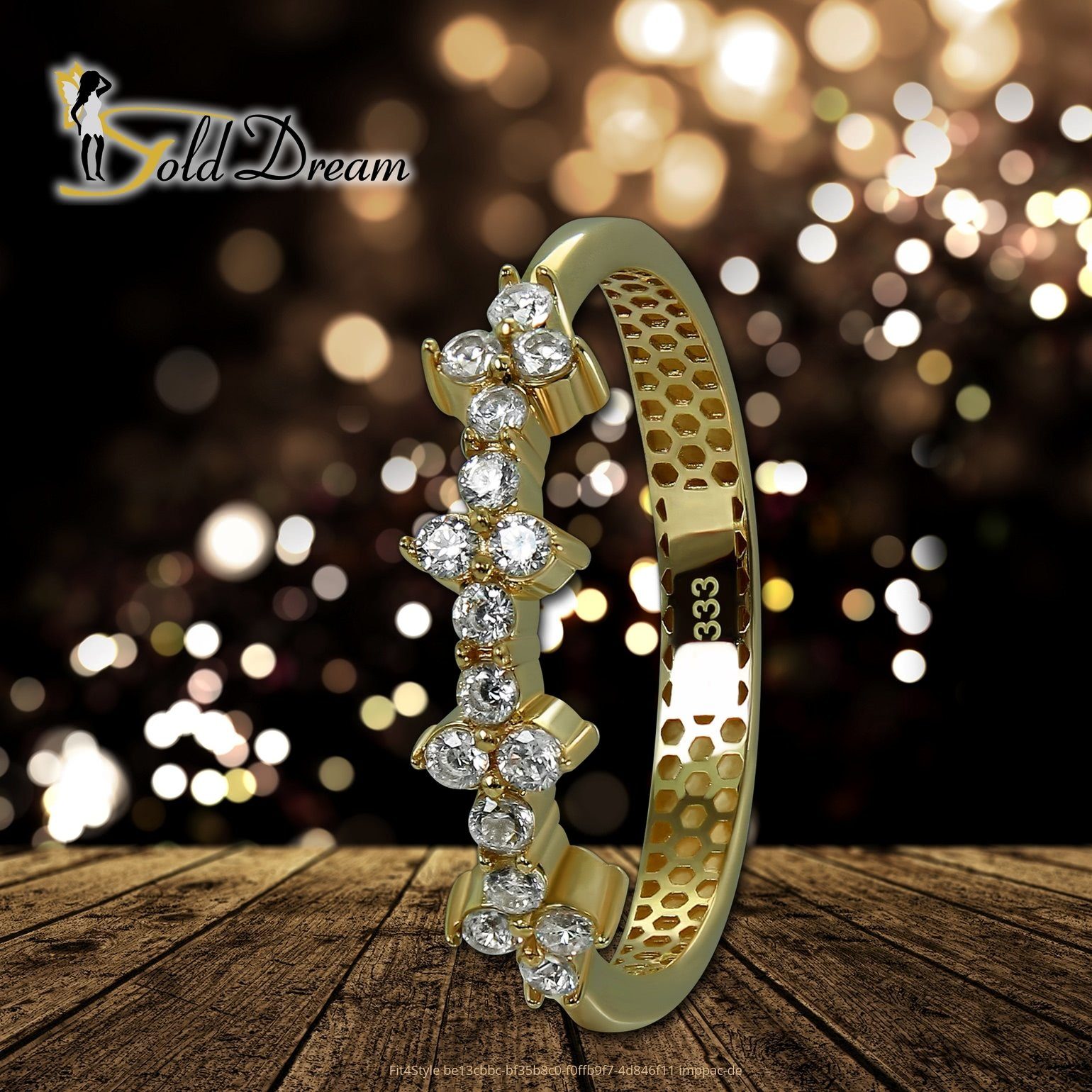Goldring Gold Blümchen Ring Gelbgold - (Fingerring), Damen Gr.56 Blümchen Ring 8 Karat, 333 GoldDream gold, GoldDream Farbe: weiß