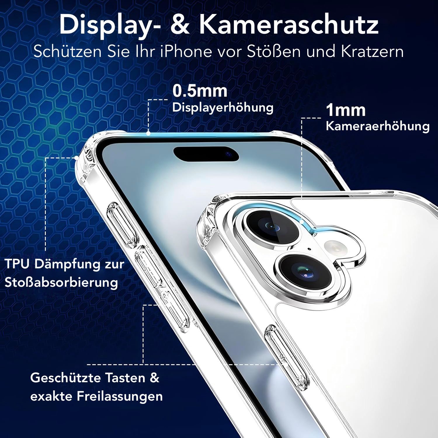AVANA Handyhülle für iPhone 16 / Pro / Plus / Pro Max Hülle Schutzhülle Klar Bumper, Case, Cover, Durchsichtig, Transparent