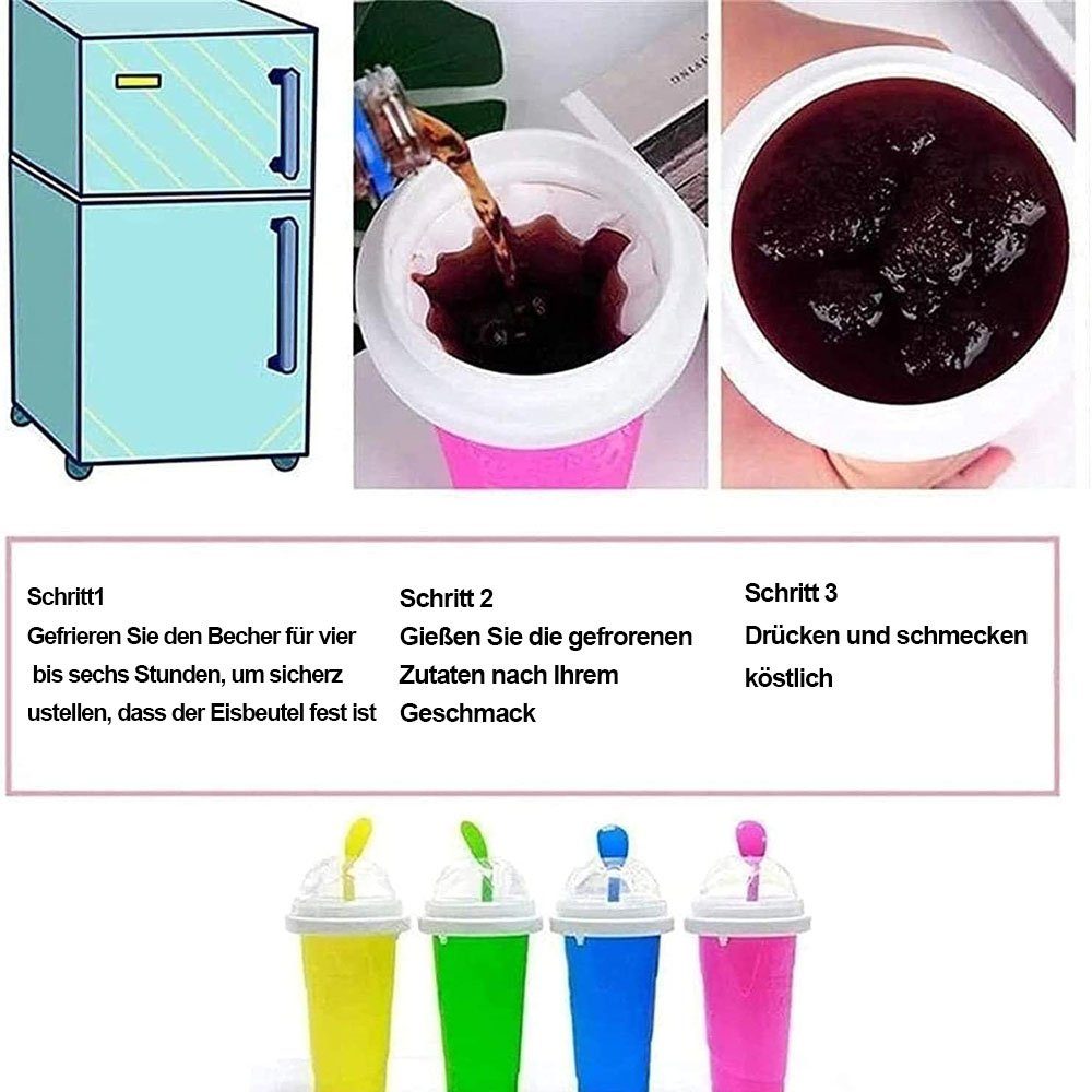 GelldG Eismaschine Slush Squeeze Slush Eis kneten Becher ‎‎lila zum Cup Becher Silikon