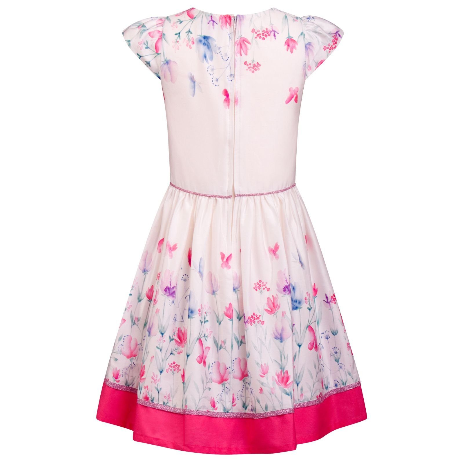 happy girls A-Linien-Kleid Happy Schmetterling und Schmetterling Kleid Girls festlich Glitzer Kurzarmkleid Pink Print Gürtel mit White