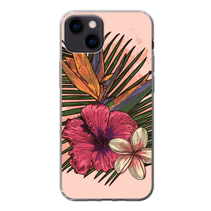 MuchoWow Handyhülle Blumen - Tropisch - Rosa Handyhülle Apple iPhone 13 Smartphone-Bumper Print Handy
