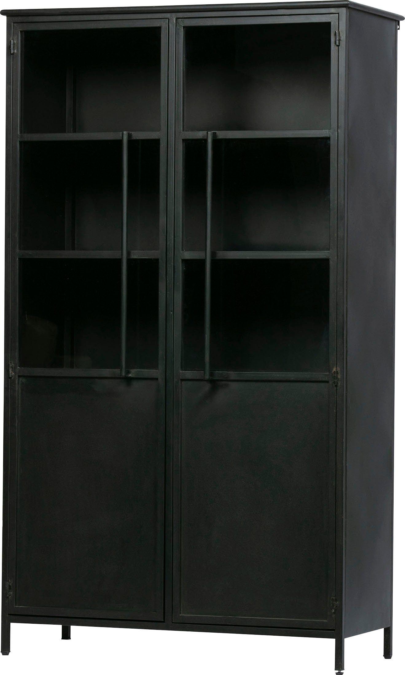 WOOOD Vitrine Exhibit Glasvitrine aus Metall, B/T/H: 99/44/170 cm mit Glastüren und viel Stauraum, H 170 cm x B 99 cm