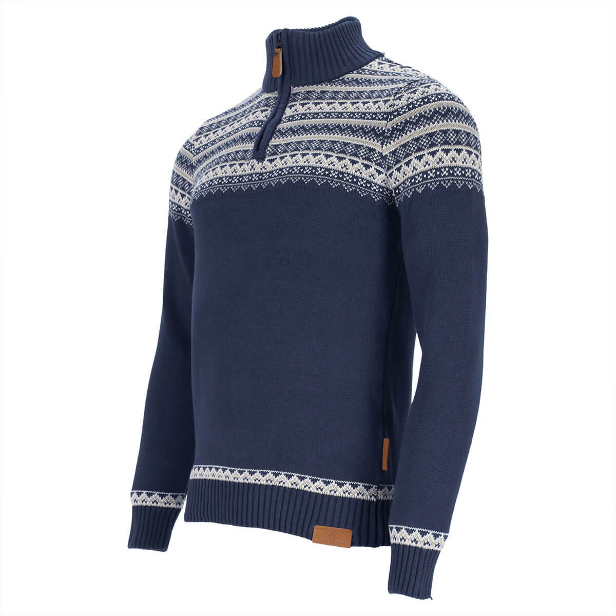 tomBrook Norwegerpullover Herren Troyer Norweger-Strick-Muster - Strickpullover Troyer-Kragen Pullover aus Baumwolle - atmungsaktiv, hautfreundlich & pflegeleicht