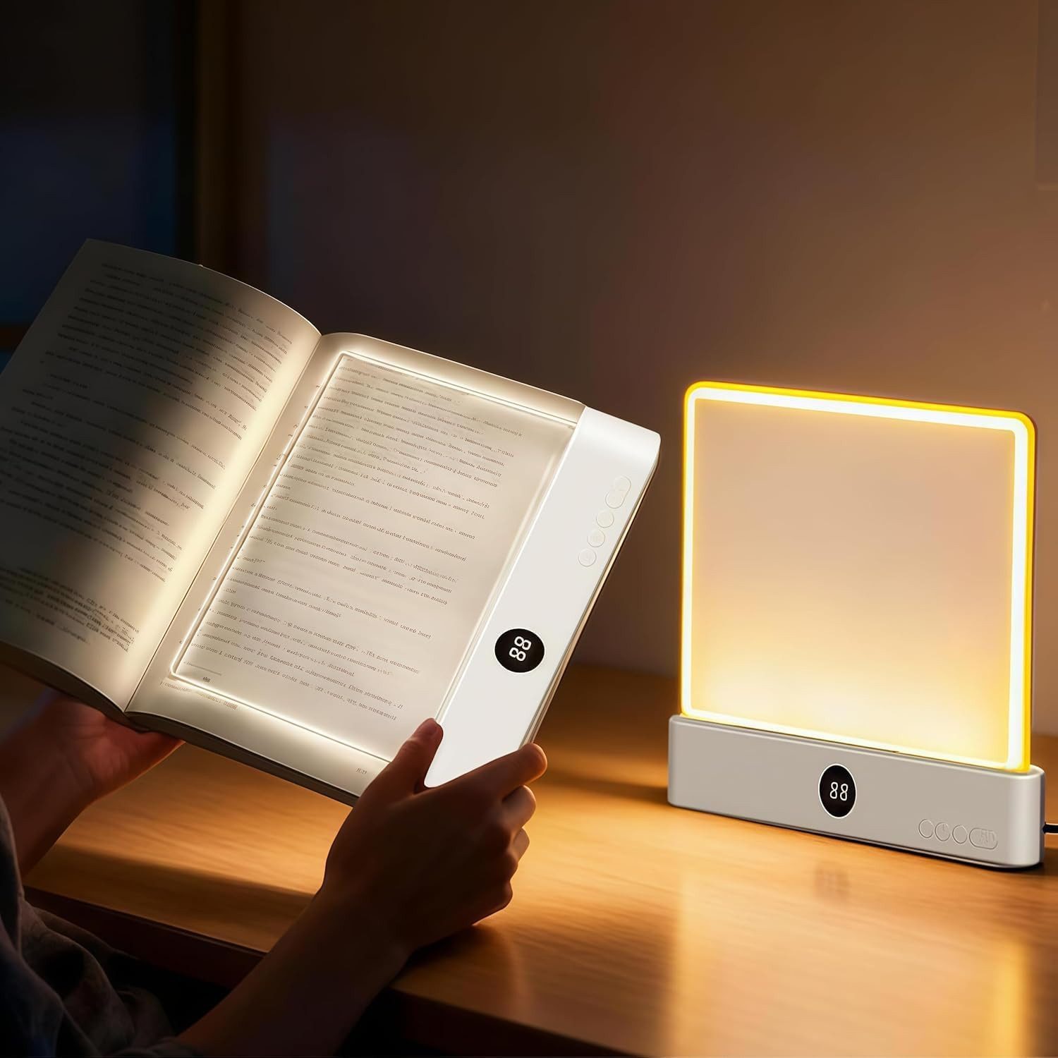 Lapalife Akku Buchlampe, LED Panel Leselicht Dimmbar Mit 3 Farben & Timer, USB Wiederaufladbare Buchlicht für Nachtlesen & Geschenk