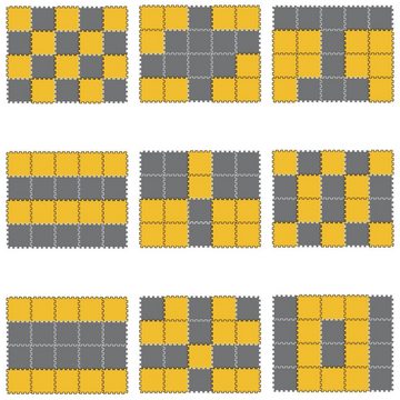 LittleTom Puzzlematte 18 Teile Baby Kinder Puzzlematte ab Null - 30x30cm, grau gelbe Kindermatte