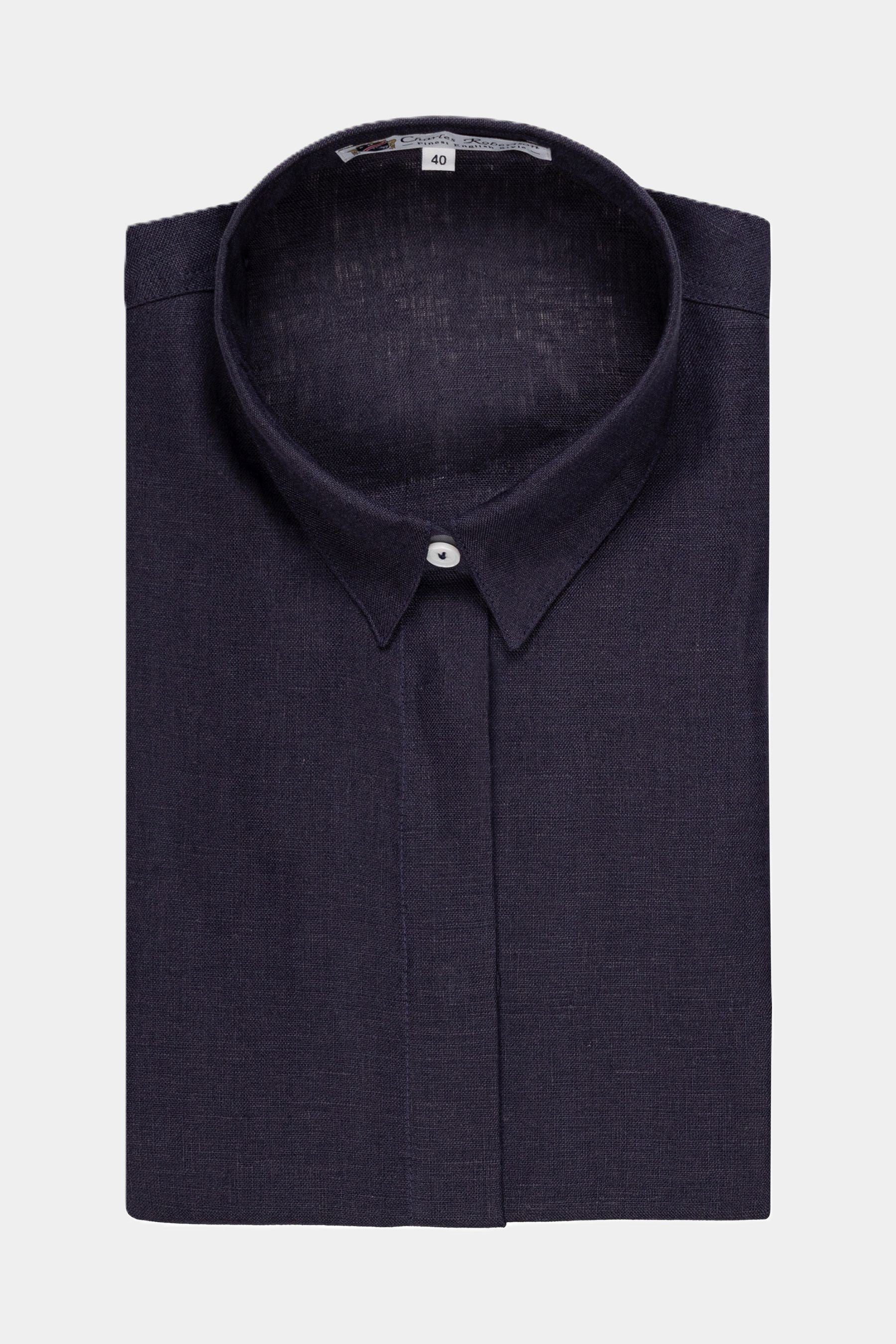 NADINE H Blusenshirt Charles Robertson Leinen Longbluse mit 3/4 Ärmel NAVY