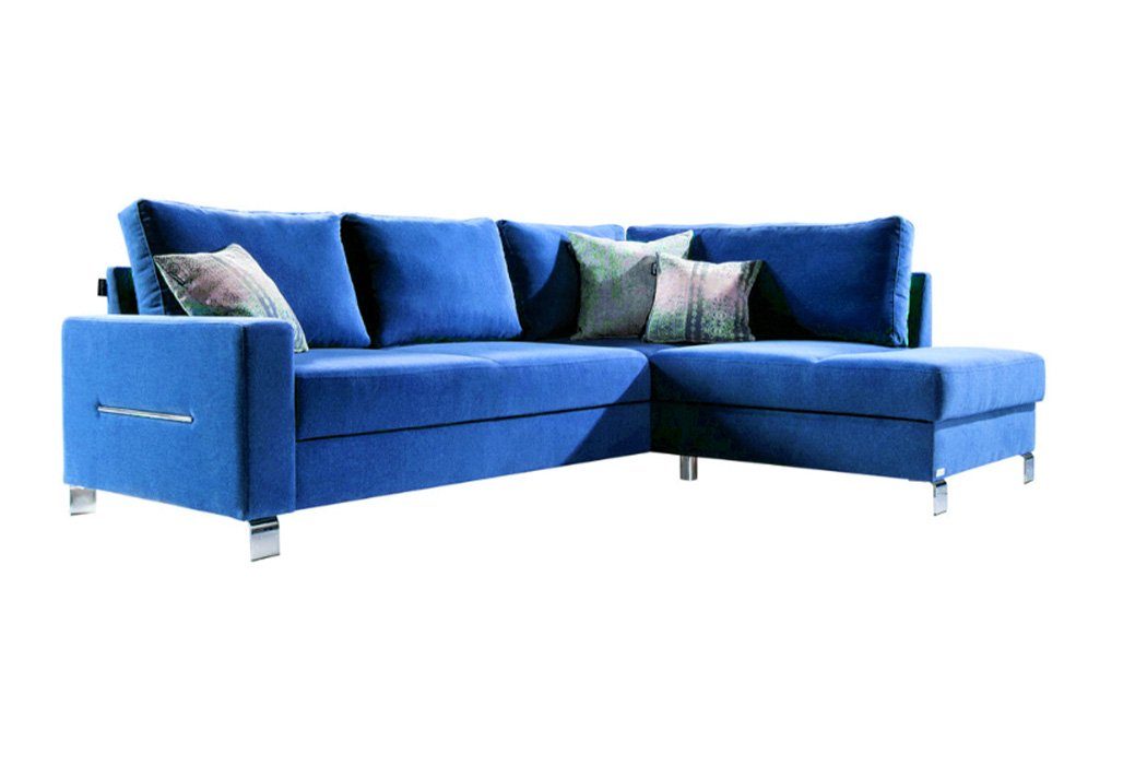 JVmoebel Ecksofa Design Ecksofa L-Form Sofa Couch Polster Schlafsofa Textil Blau