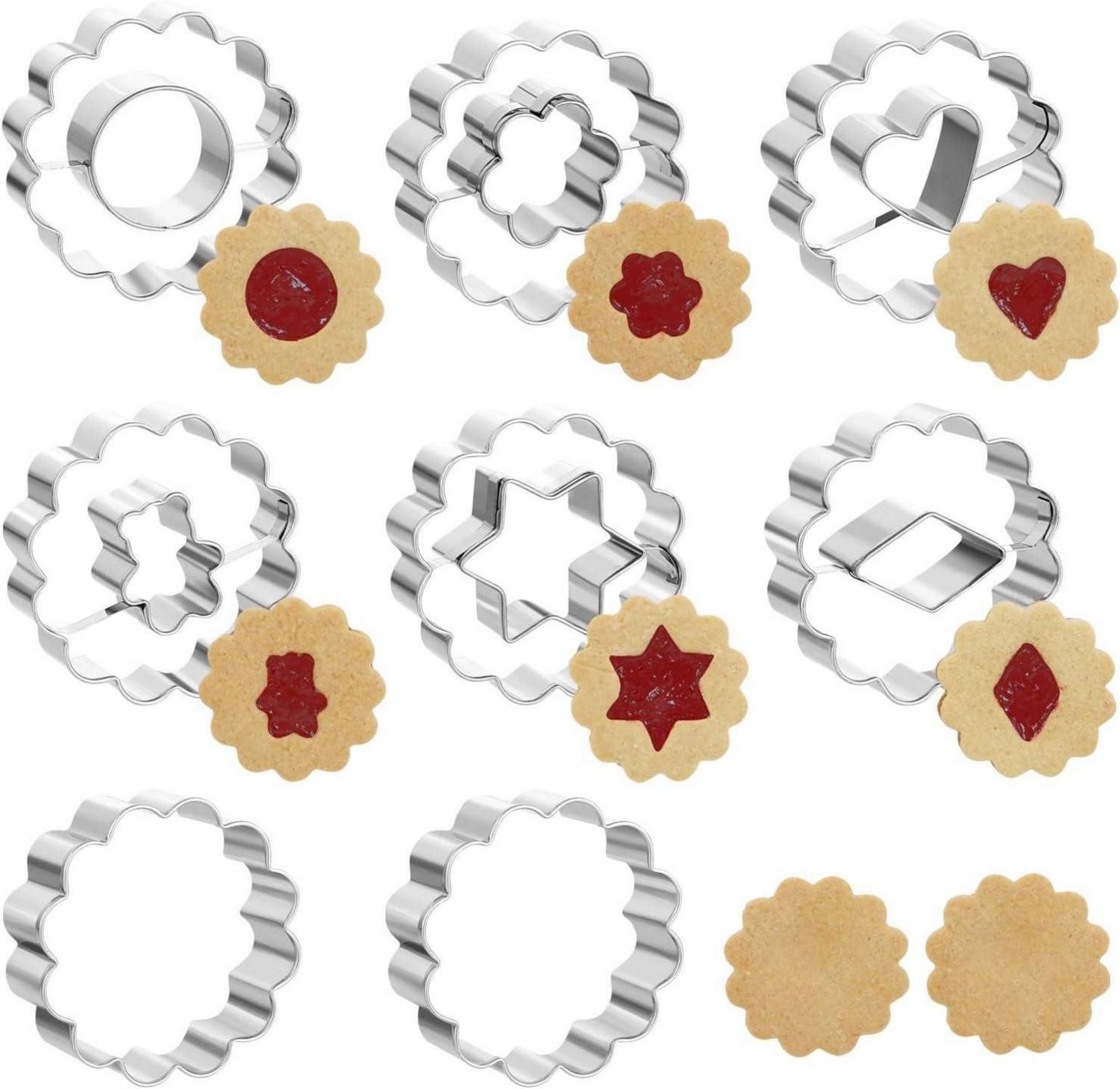 Back-Set 8tlg Ausstechform Linzer Ausstecher Edelstahl Weihnachten Plätzchen