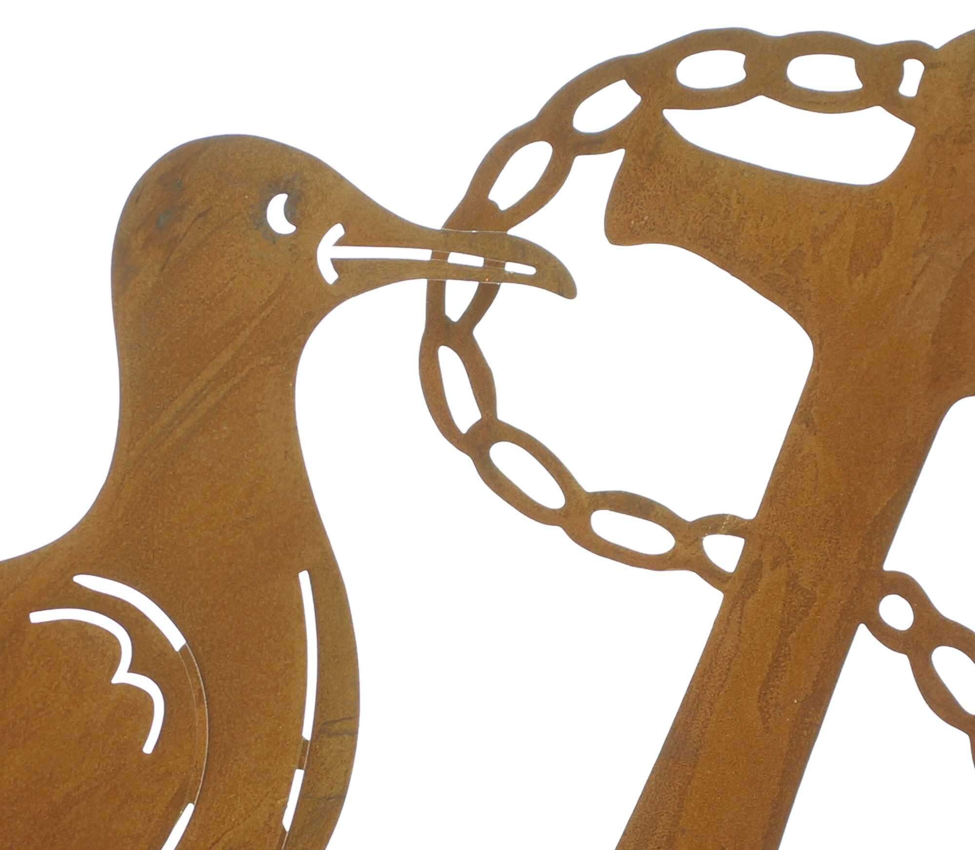 Dekoleidenschaft Dekofigur "Anker & Möwe" maritime Deko, Metall mit Rost Finish auf Holzsockel, Sommerdeko Urlaub Meer Strand