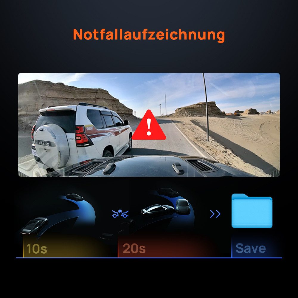 70mai 4K Omni X800 Dashcam(128 GB) auto, 360° grad Dashcam (4K Ultra HD, WLAN (Wi-Fi), Sony Starvis 2 IMX678, Integriertes GPS & ADAS, Super Nachtsicht, f/1.7, App &  -Sprachsteuerung)