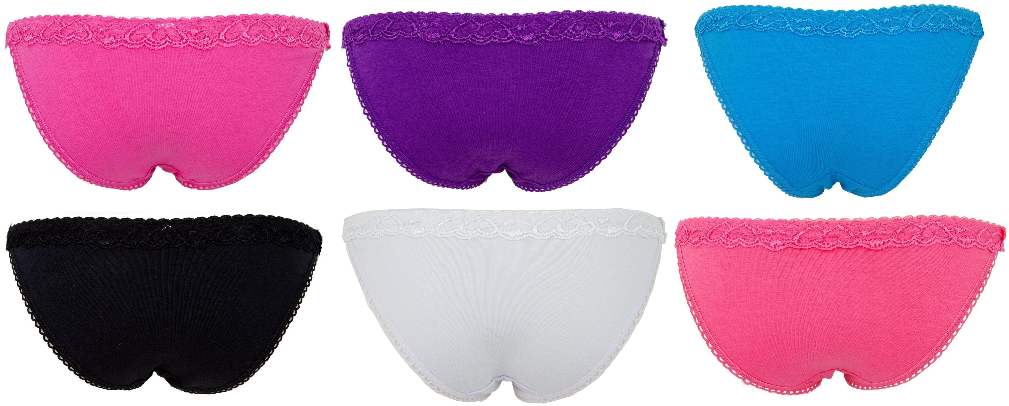 Pantys 6er-Pack) Teen Hipster Damen 86481 Spitze Damen Uni Knickers mit French (Spar-Set, Panty Hotpants AvaMia Panty 6er Pack