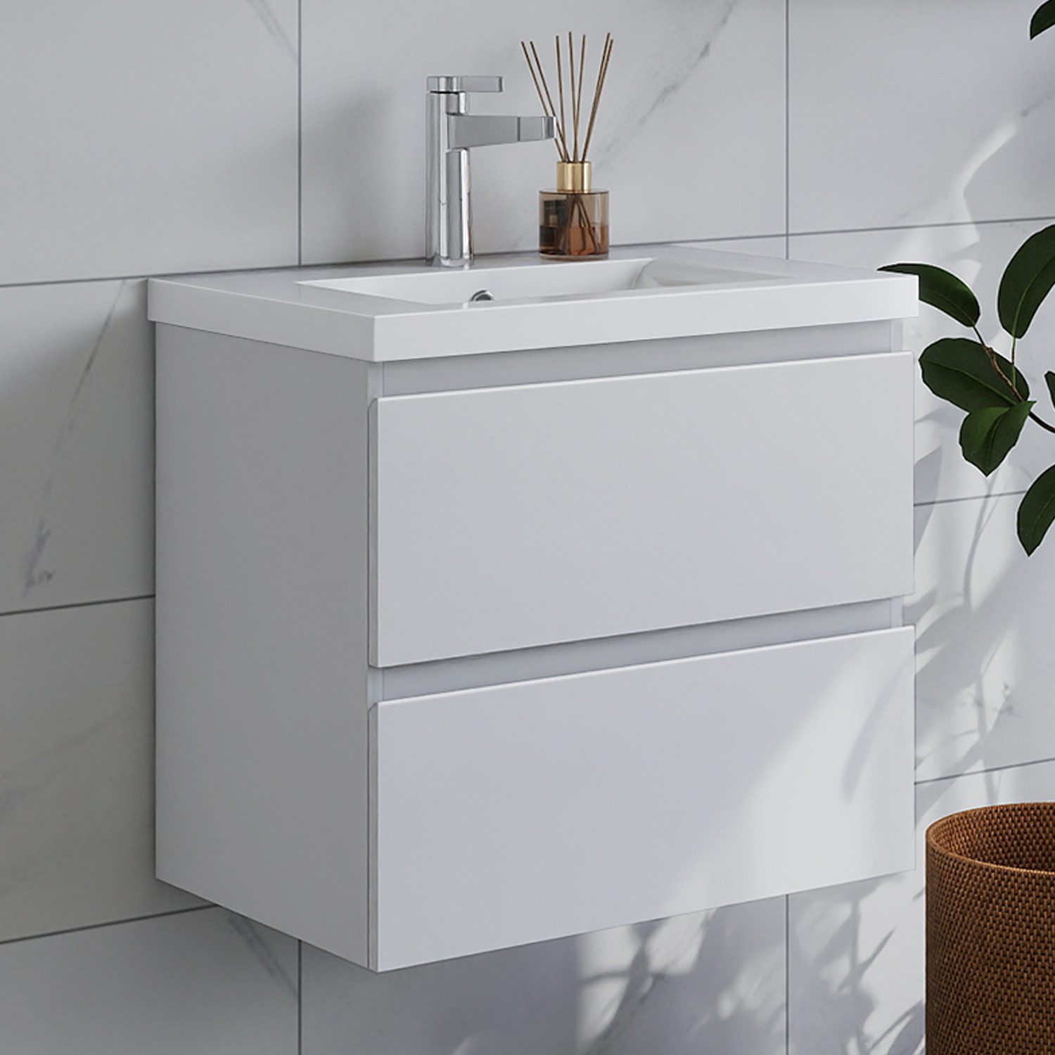 duschspa Waschtisch Waschbecken mit Unterschrank Badschrank Waschplatz Badmöbel Set, Matt, 50-120cm