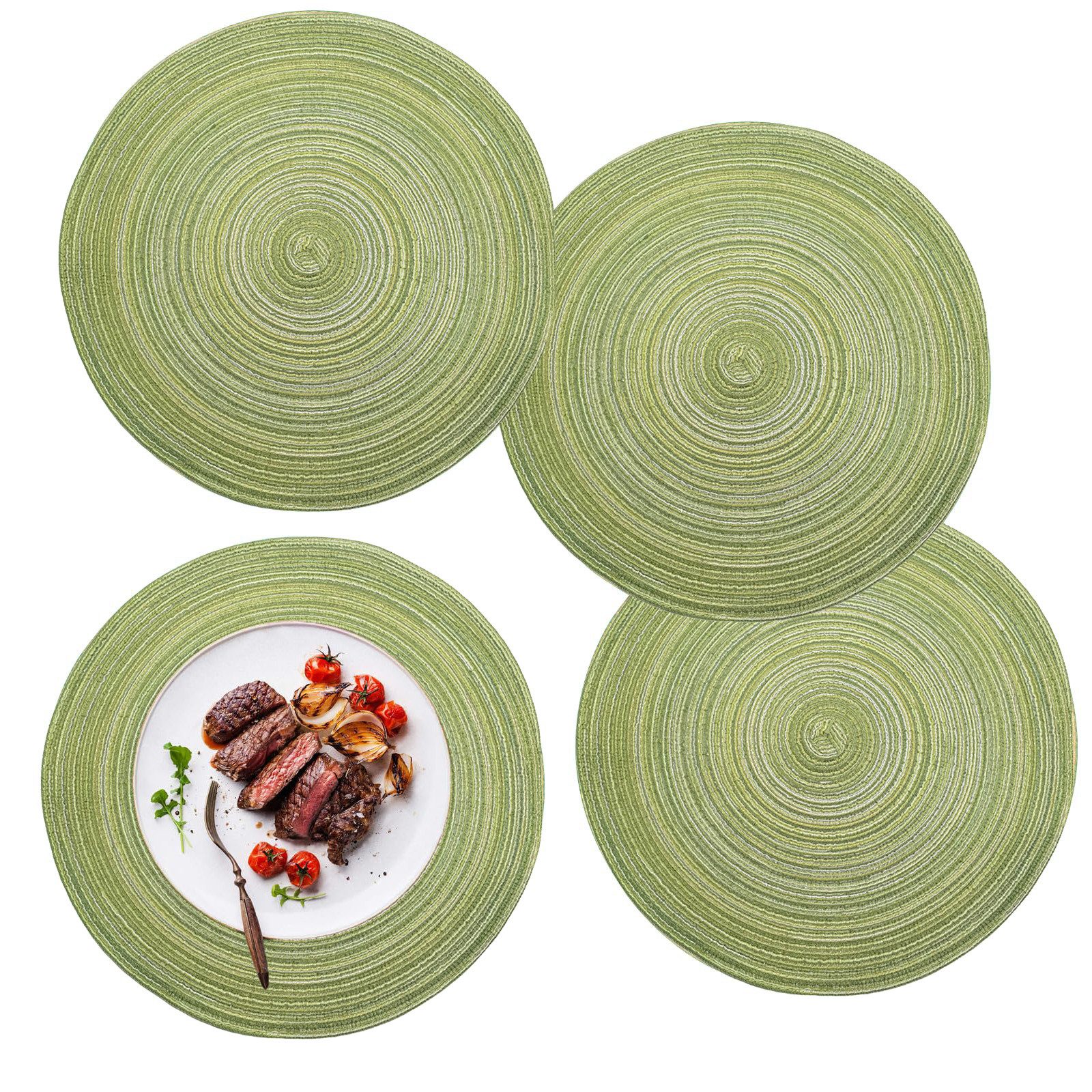 Coonoor Platzset 4er Set runde Platzdeckchen, waschbar, hitzebeständig, gef günstig online kaufen