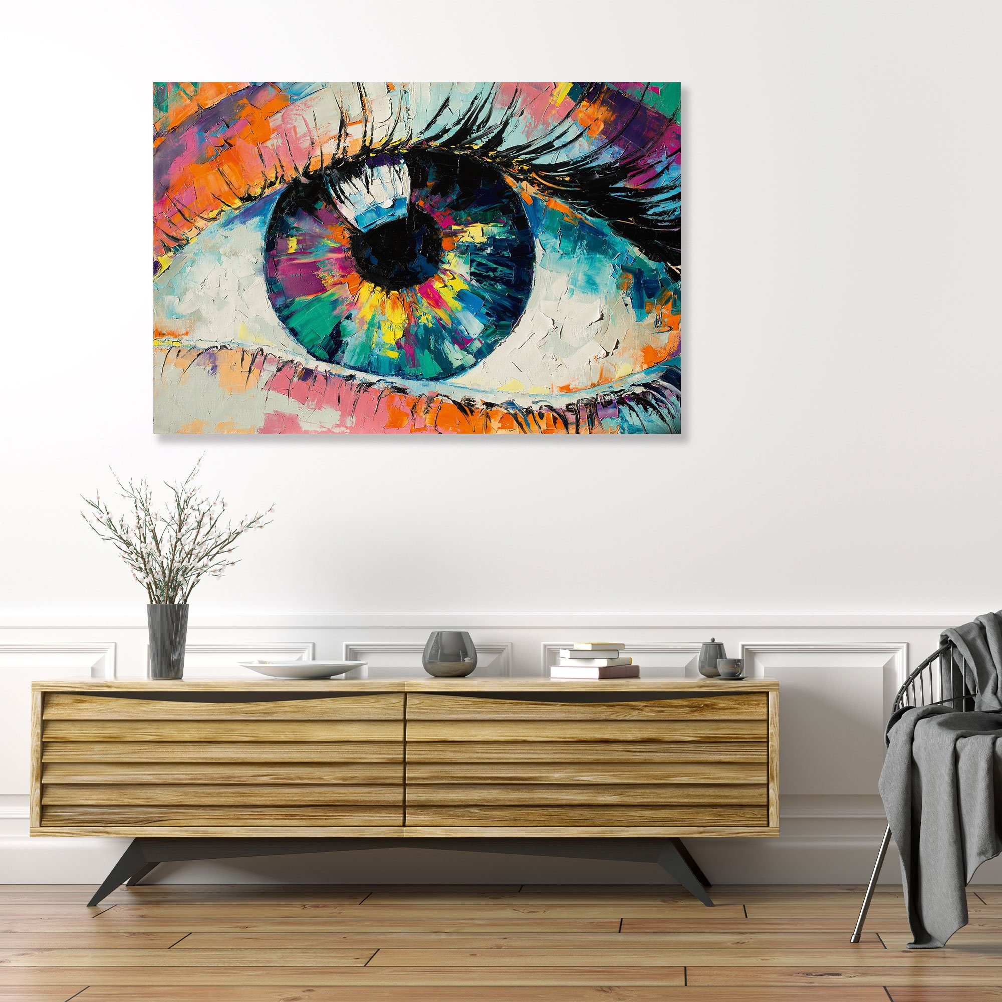 WallSpirit Leinwandbild "Das Auge" Modern Art - moderner Kunstdruck - XXL Wandbild, Leinwandbild geeignet für alle Wohnbereiche