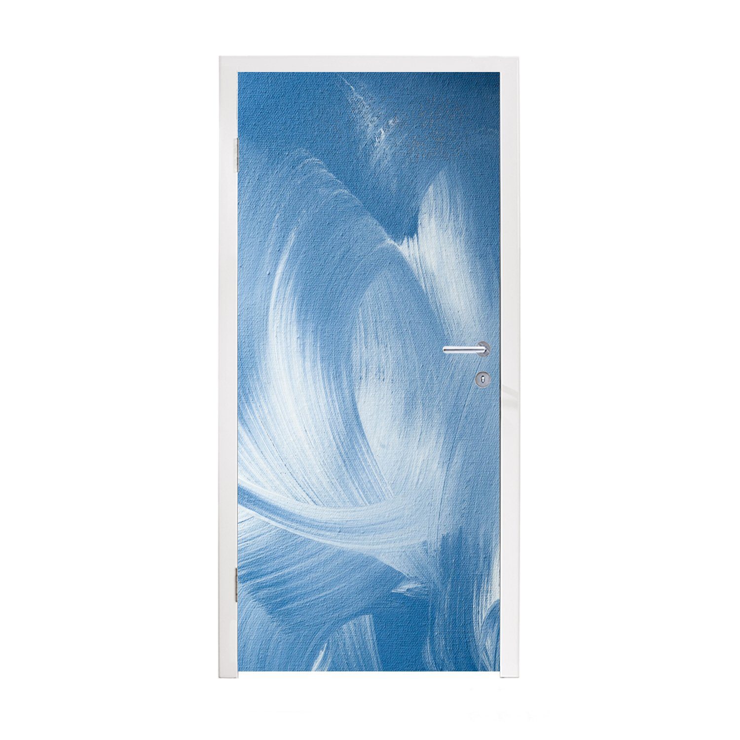 MuchoWow Türtapete Blau - Acrylfarbe St), (1 - für Tür, bedruckt, Fototapete Gestaltung, Türaufkleber, cm 75x205 Matt