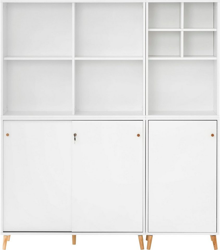Schildmeyer Büro-Set Serie 500, bestehend aus 2 Regalen, 2 Schränken, 1  Regalkreuz, Regaleinsatz für alle offenen Fächer geeignet