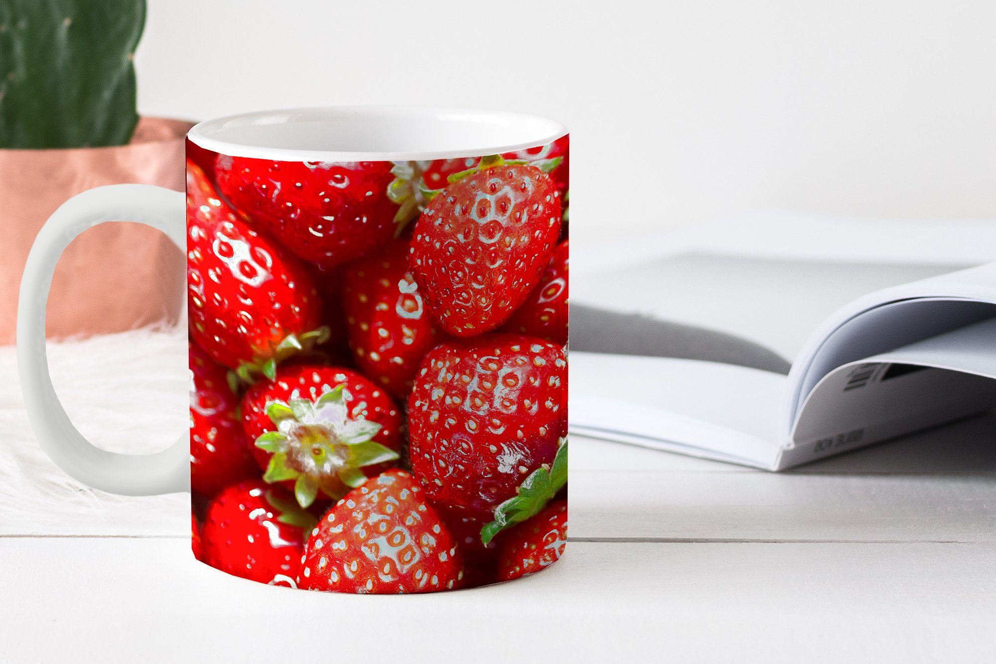 MuchoWow Tasse Erdbeere Kaffeetassen, Teetasse, Becher, Obst Saatgut, - Teetasse, Keramik, Geschenk 