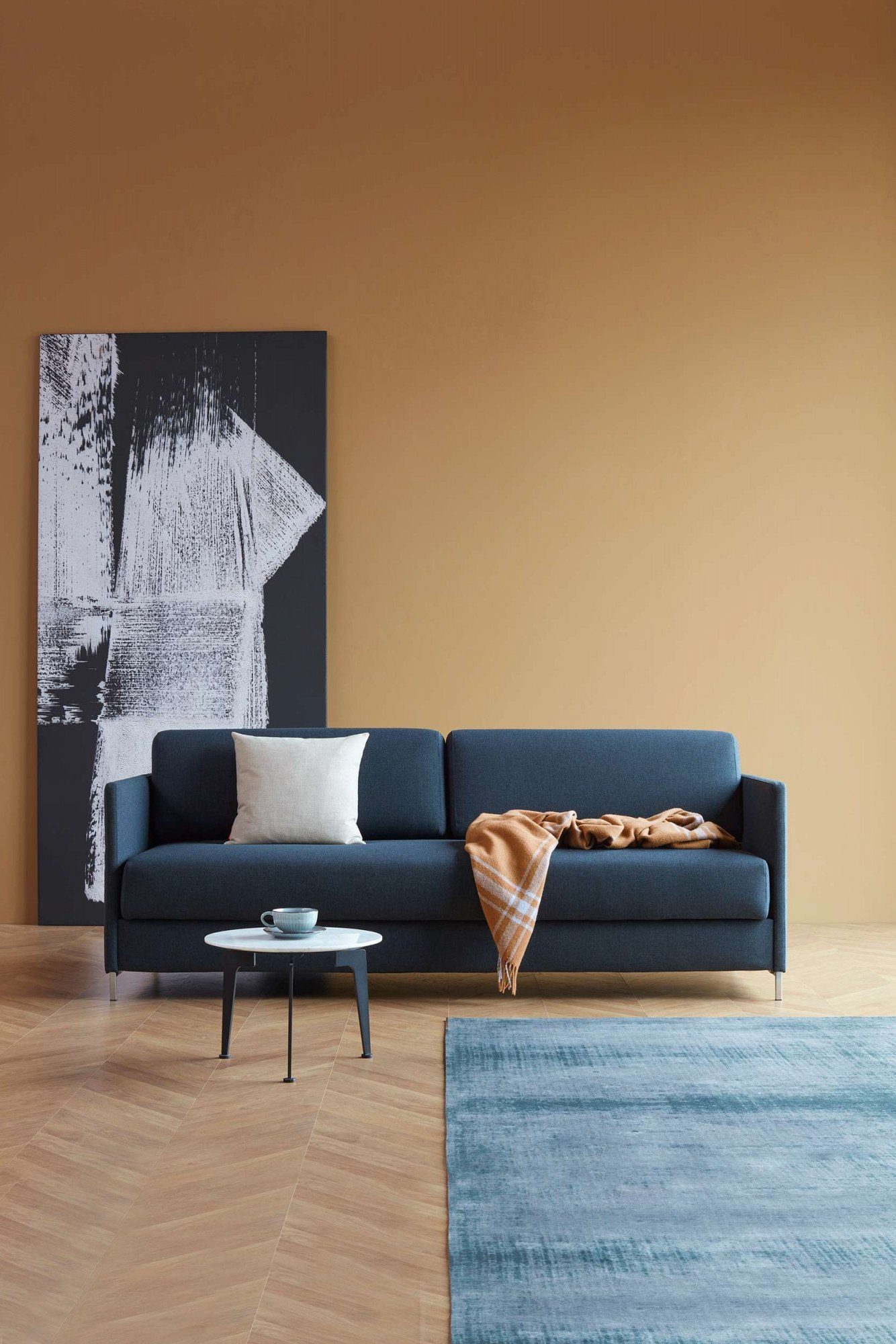 INNOVATION LIVING ™ 3-Sitzer Nordham, Sehr kompaktes Schlafsofa, Klassisches Sofa, Komfortables Bett Blau