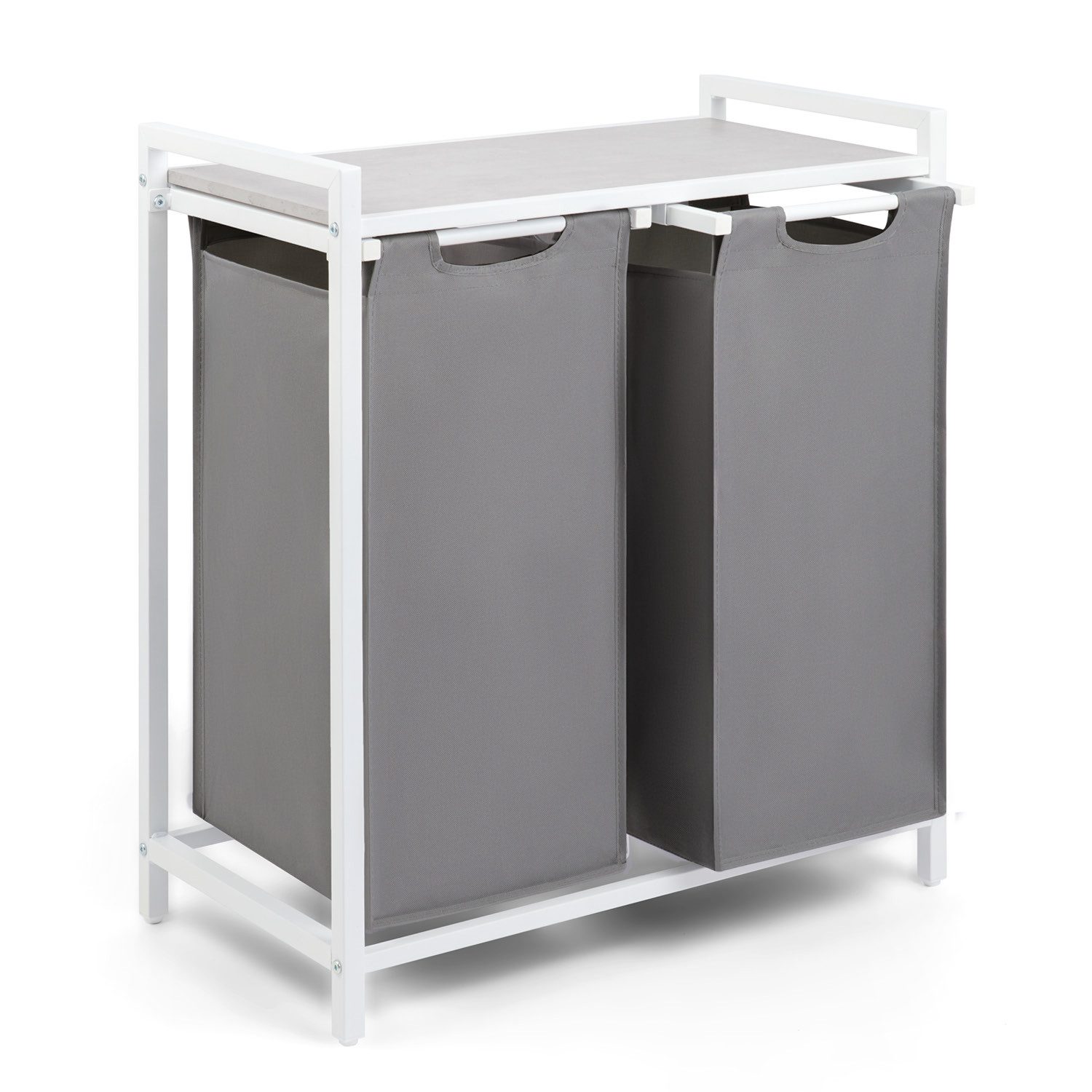 Blumtal Ausziehwäschekorb 2-4 Fächer Wäschesammler mit Ablage und Metallrah günstig online kaufen