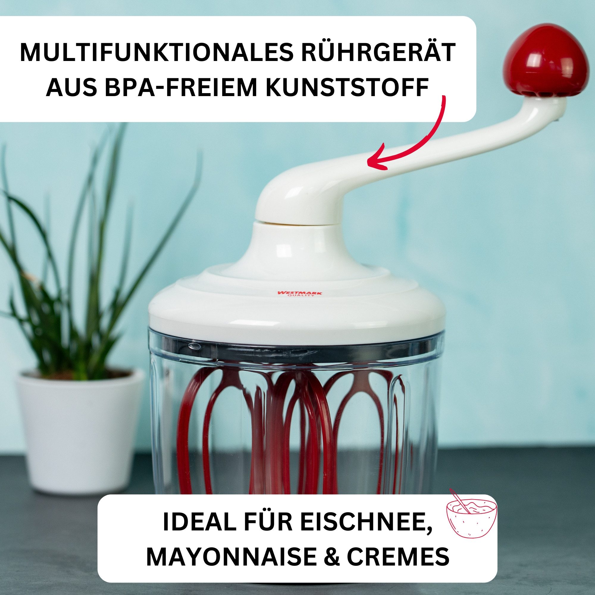 WESTMARK Rührquirl Ohne Strom, Füllvolumen: 1 l, Kunststoff, Rührblitz