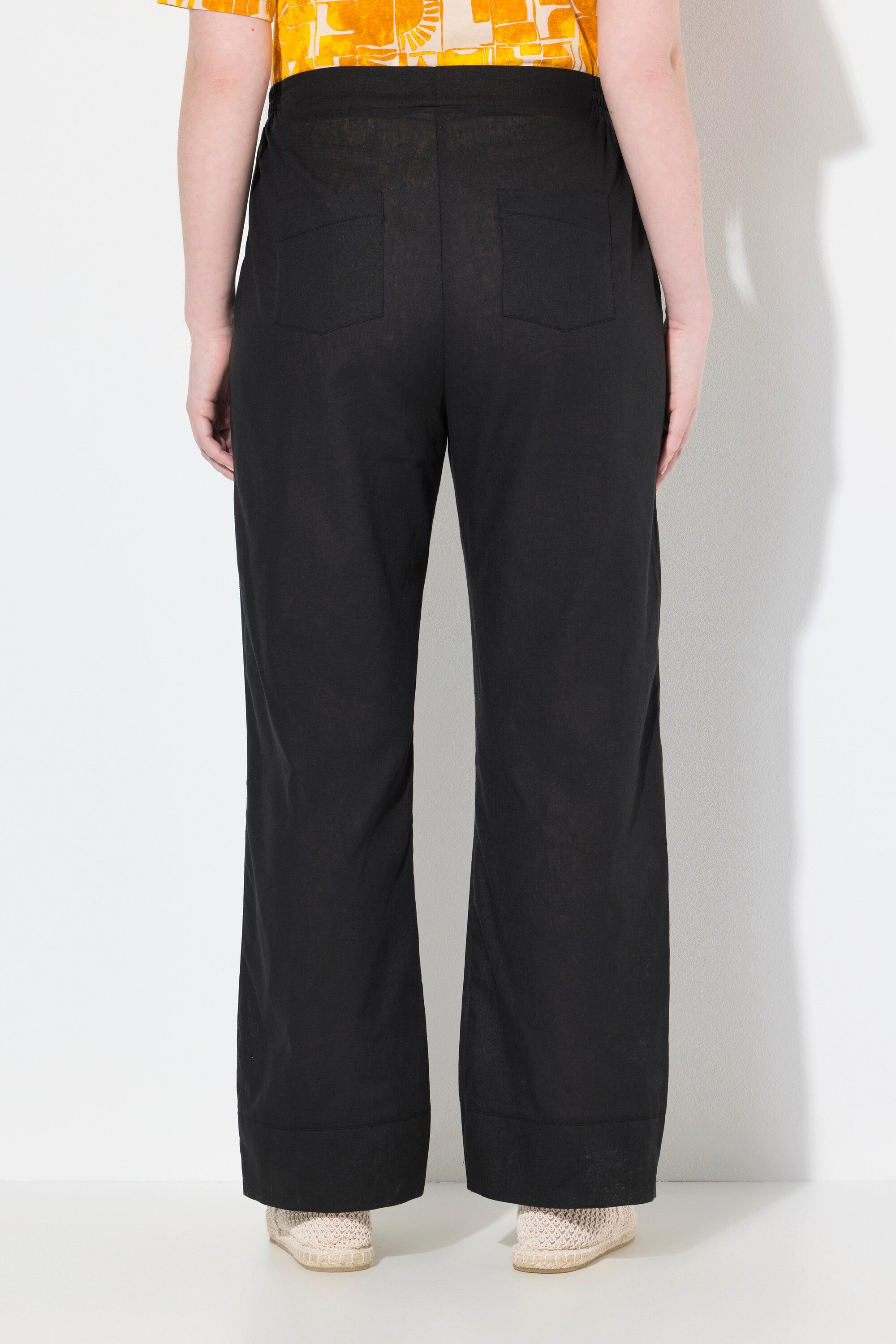 Ulla Popken 7/8-Hose Hose Leinenmix Schmucksaum weites Bein