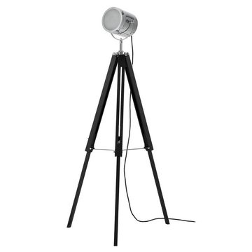 lux.pro Stehlampe, ohne Leuchtmittel, »Tripod« Studio-Scheinwerfer Industrial Design 140cm Schwarz / Chrom