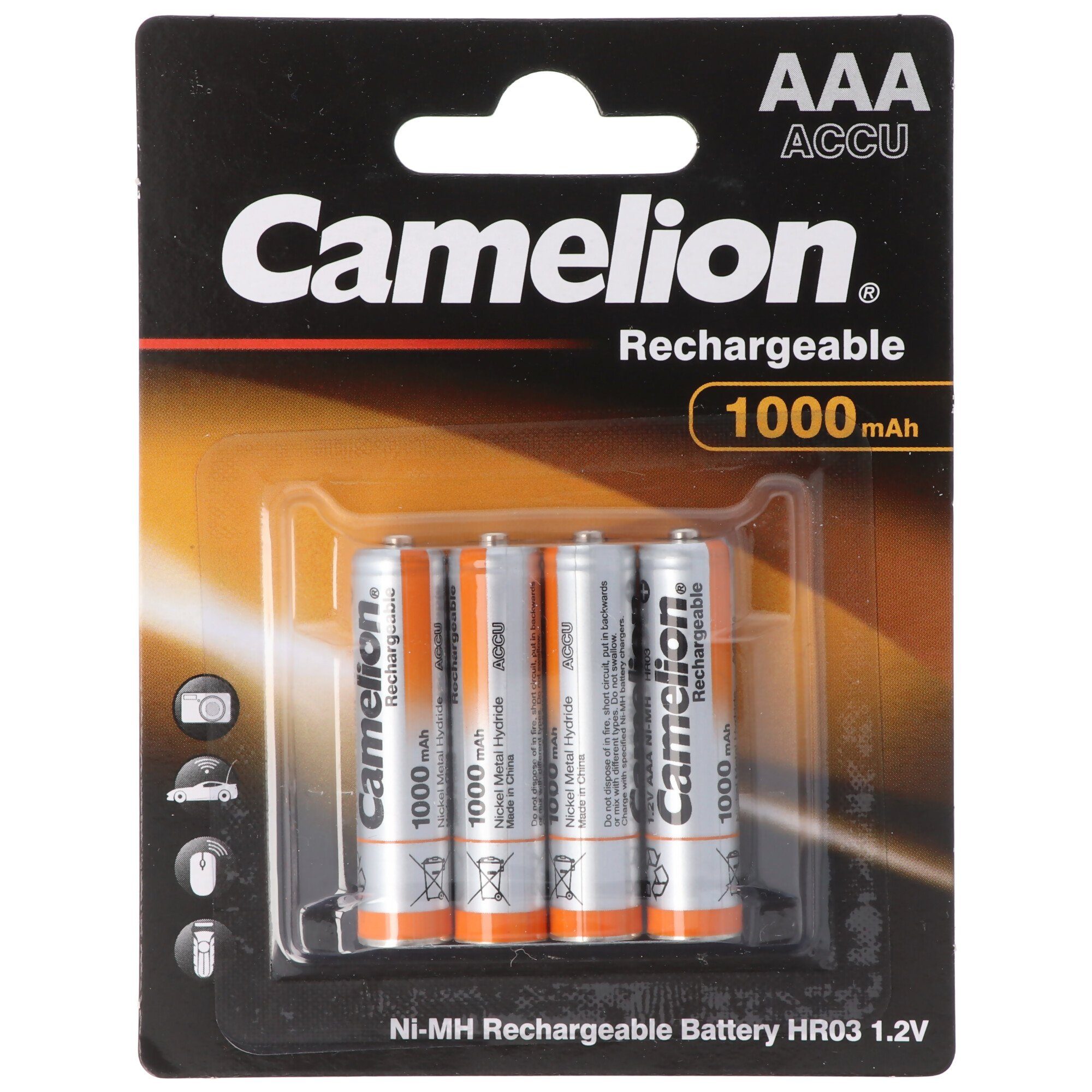 Camelion Camelion AAA, Micro, LR03, HR04, NiMH Akku mit bis zu 1000mAh, 4er Bl Akku 1000 mAh (1,2 V)