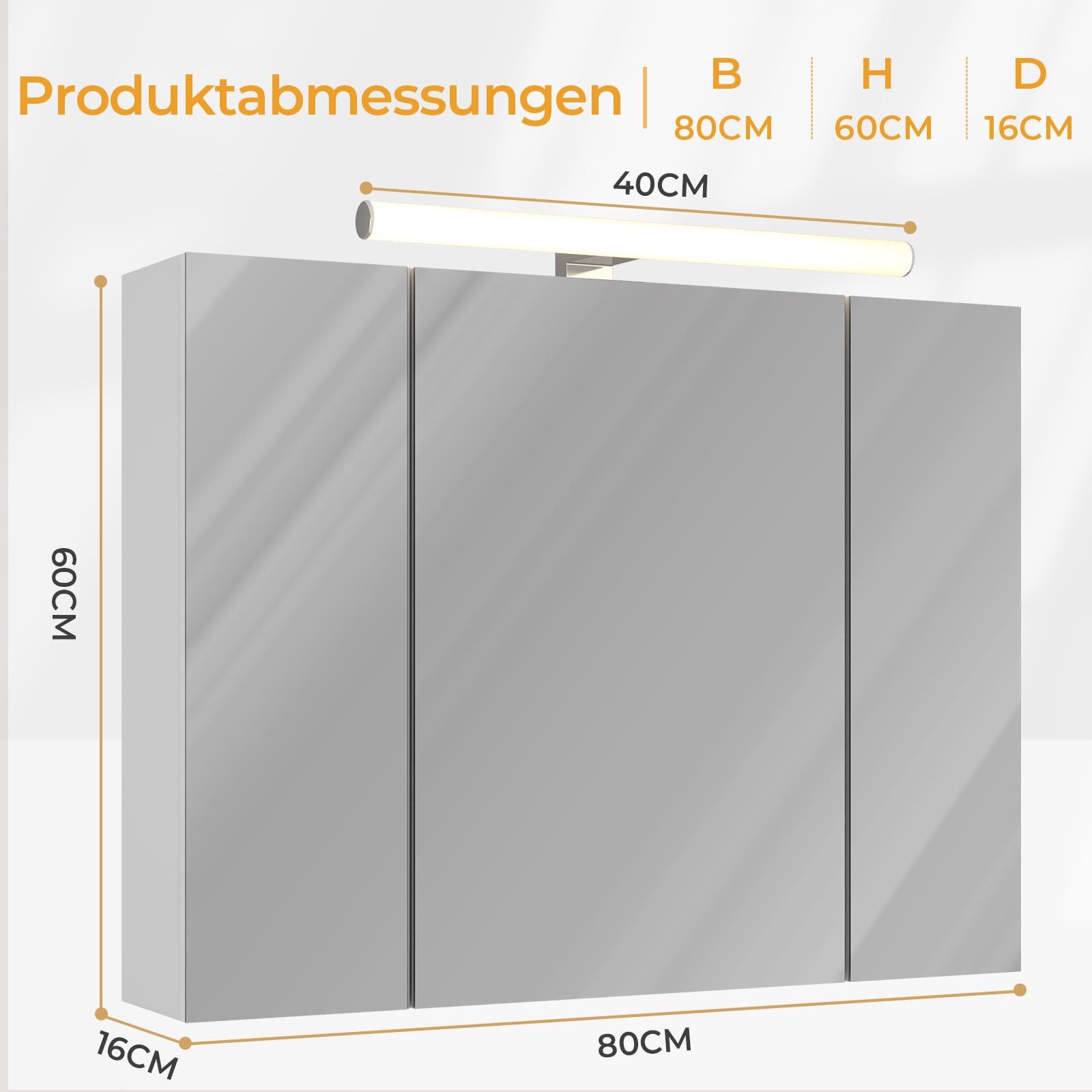 MSMASK Badezimmerspiegelschrank Mit Licht und Spiegel, günstig online kaufen