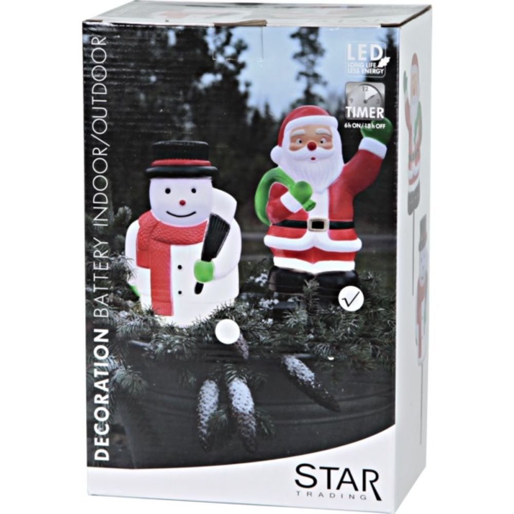 STAR TRADING 28 STAR mit cm LED LED-Weihnachtsmann Trading Erdspieß Dekofigur