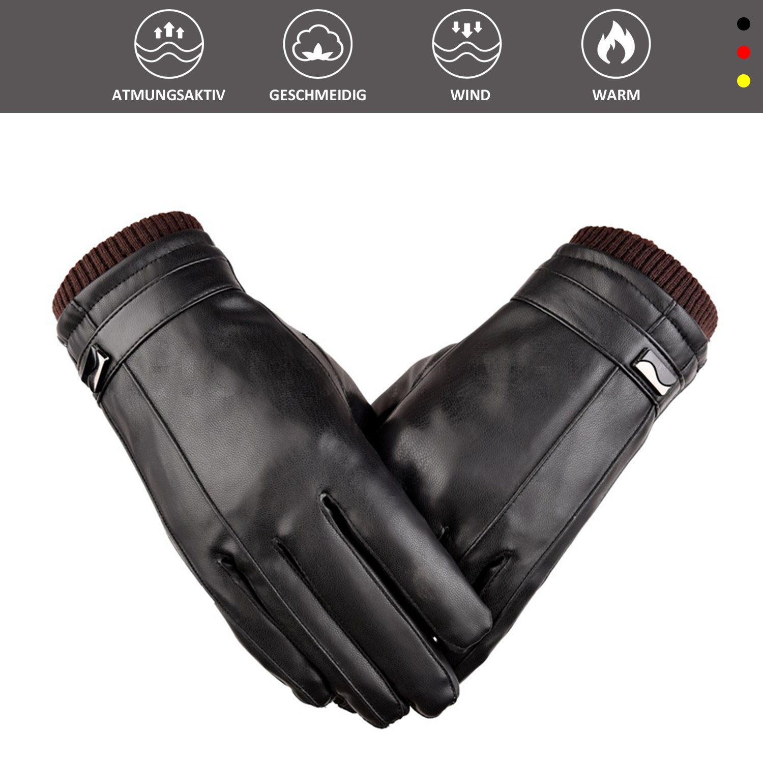 Lederhandschuhe Handschuhe Herren Kuhfell Touchscreen gepolstert MAGICSHE