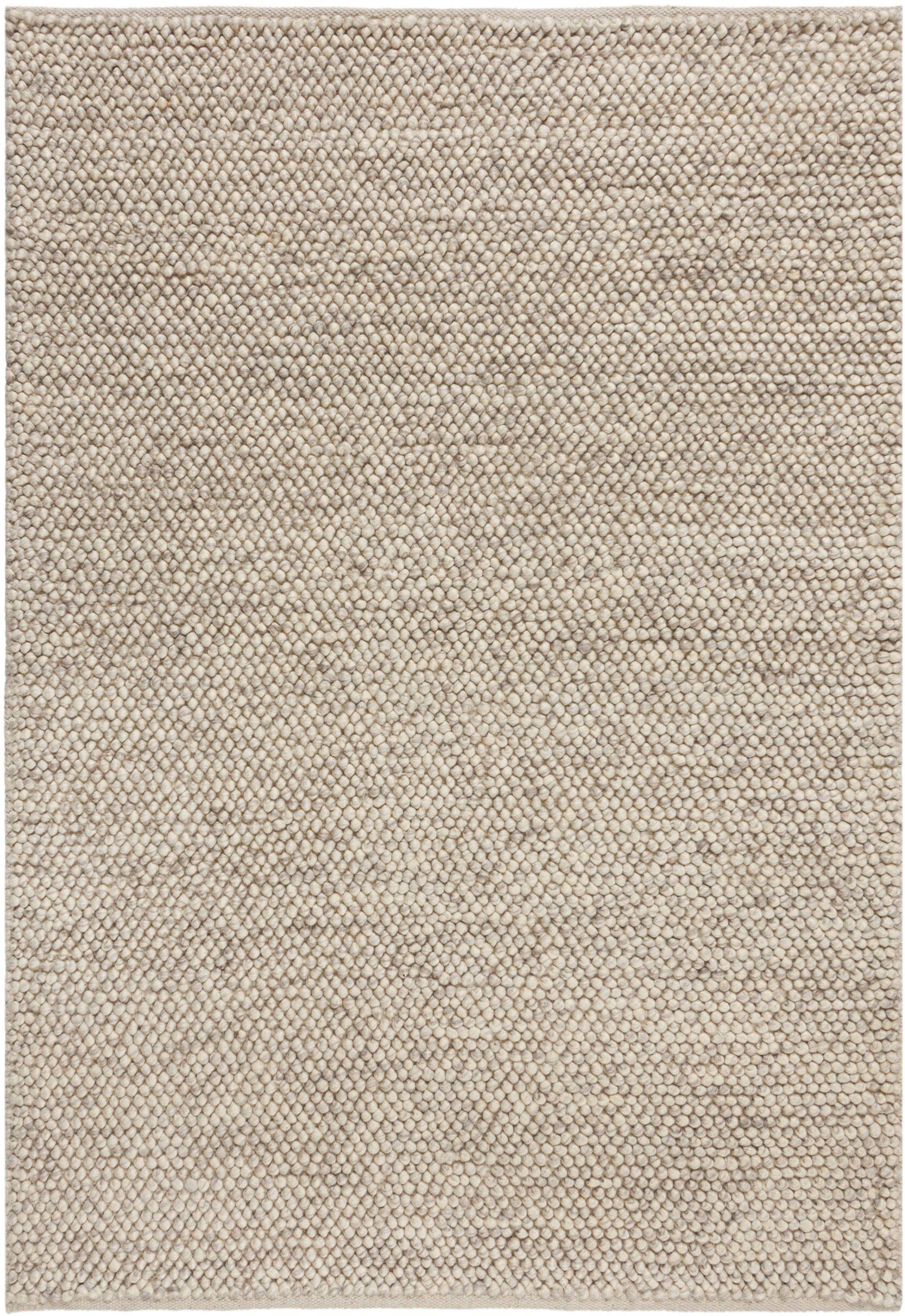 Teppich Minerals, FLAIR RUGS, rechteckig, Höhe: 10 mm, Teppich aus Wollmischung, geknüpftes Design, meliert hellgrau | Kurzflor-Teppiche