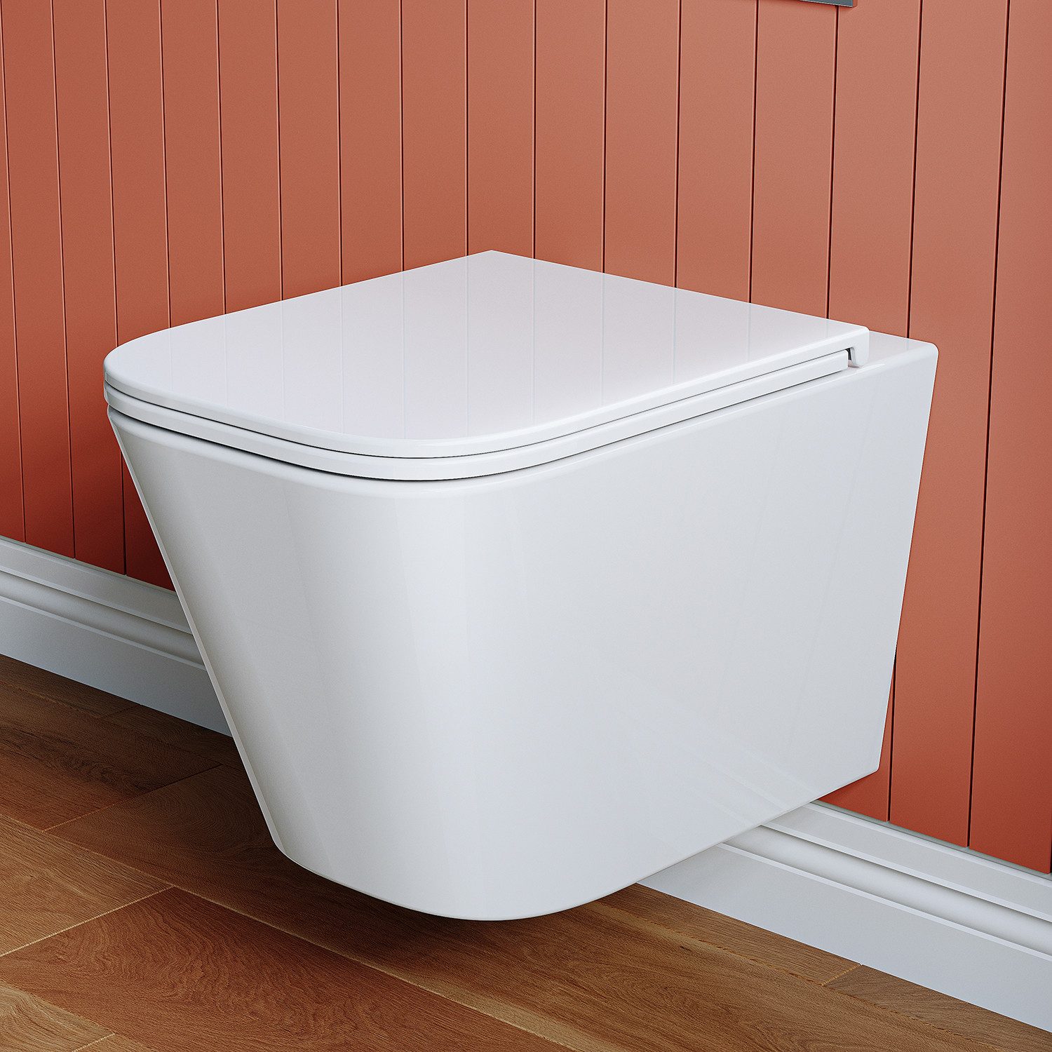 HOROW Tiefspül-WC Spülrandloses Hänge WC – Toilette Weiß, Wand WC, Abgang WC, 360° Einloch Spülung toiletten mit Soft-Close WC Sitz, Wand-WC mit Absenkautomatik WC-Sitz